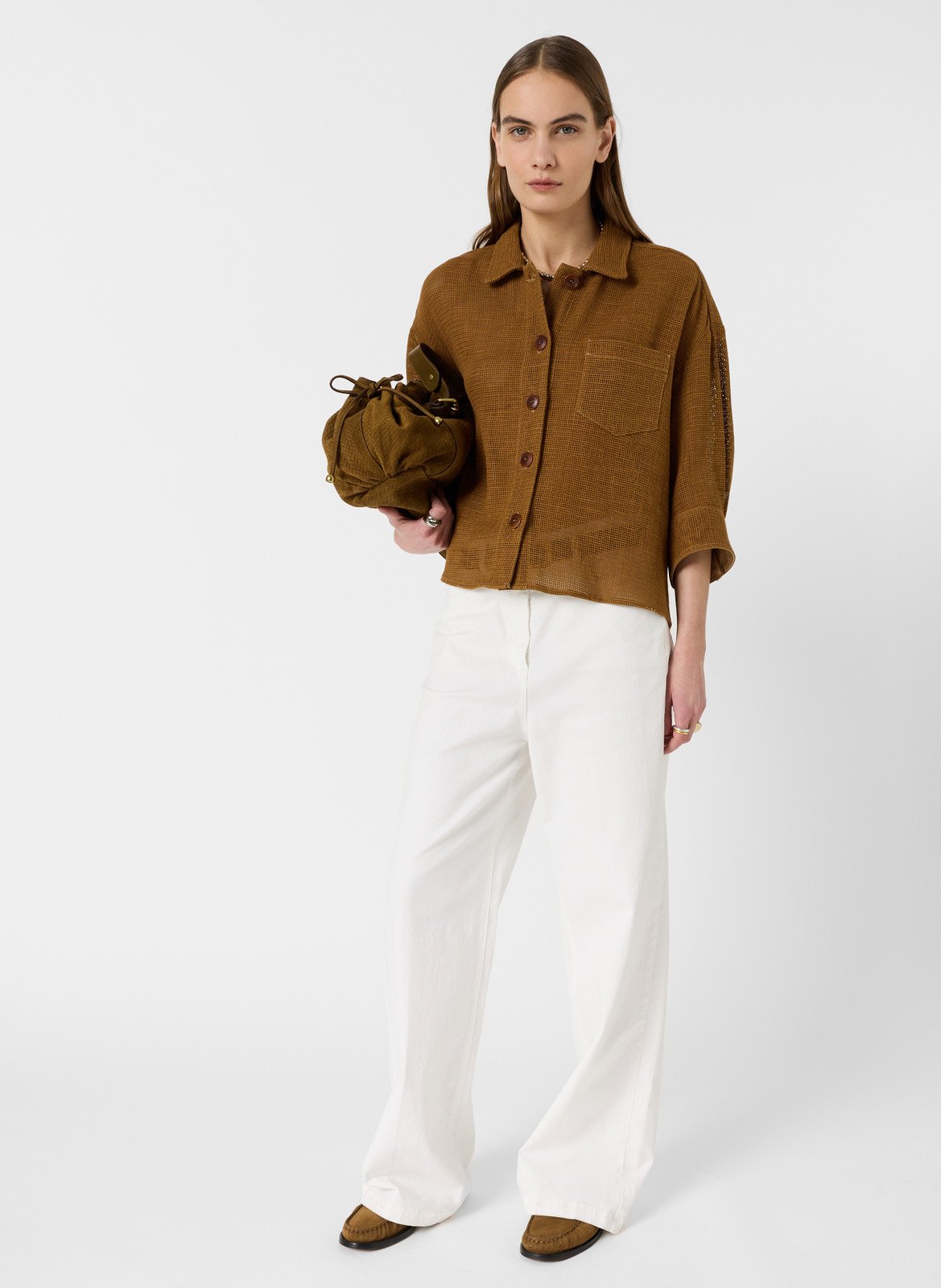 Surchemise boutonnée en tissu résille GERARD DAREL Marron