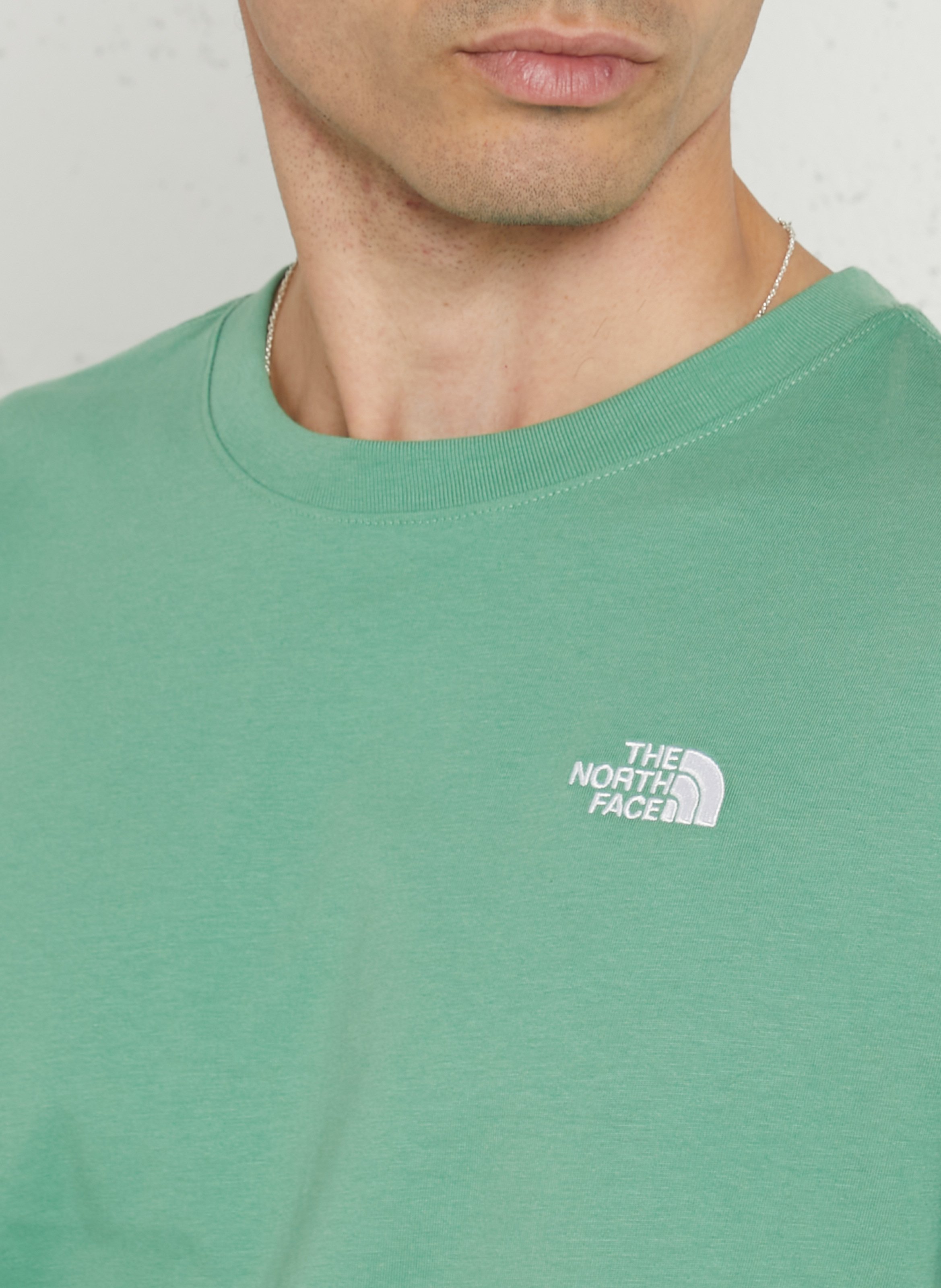 Tee-shirt droit col rond brodé en coton THE NORTH FACE Vert