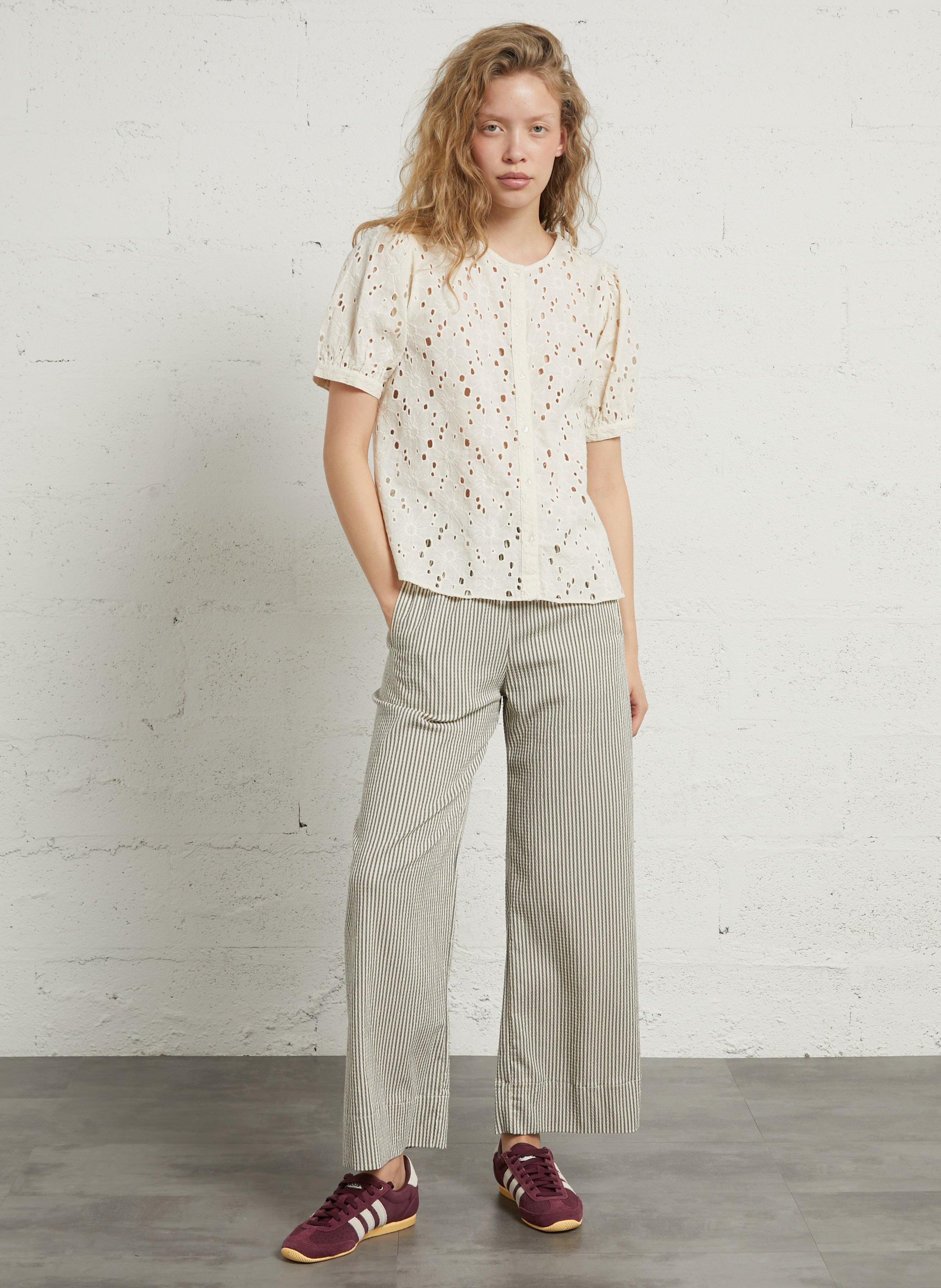 Top col rond en coton SUD EXPRESS Beige