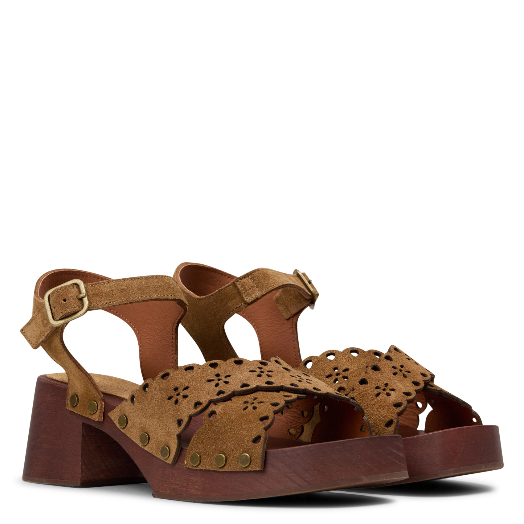 Sandalias de tacón con tiras de ante. MELLOW YELLOW Marron