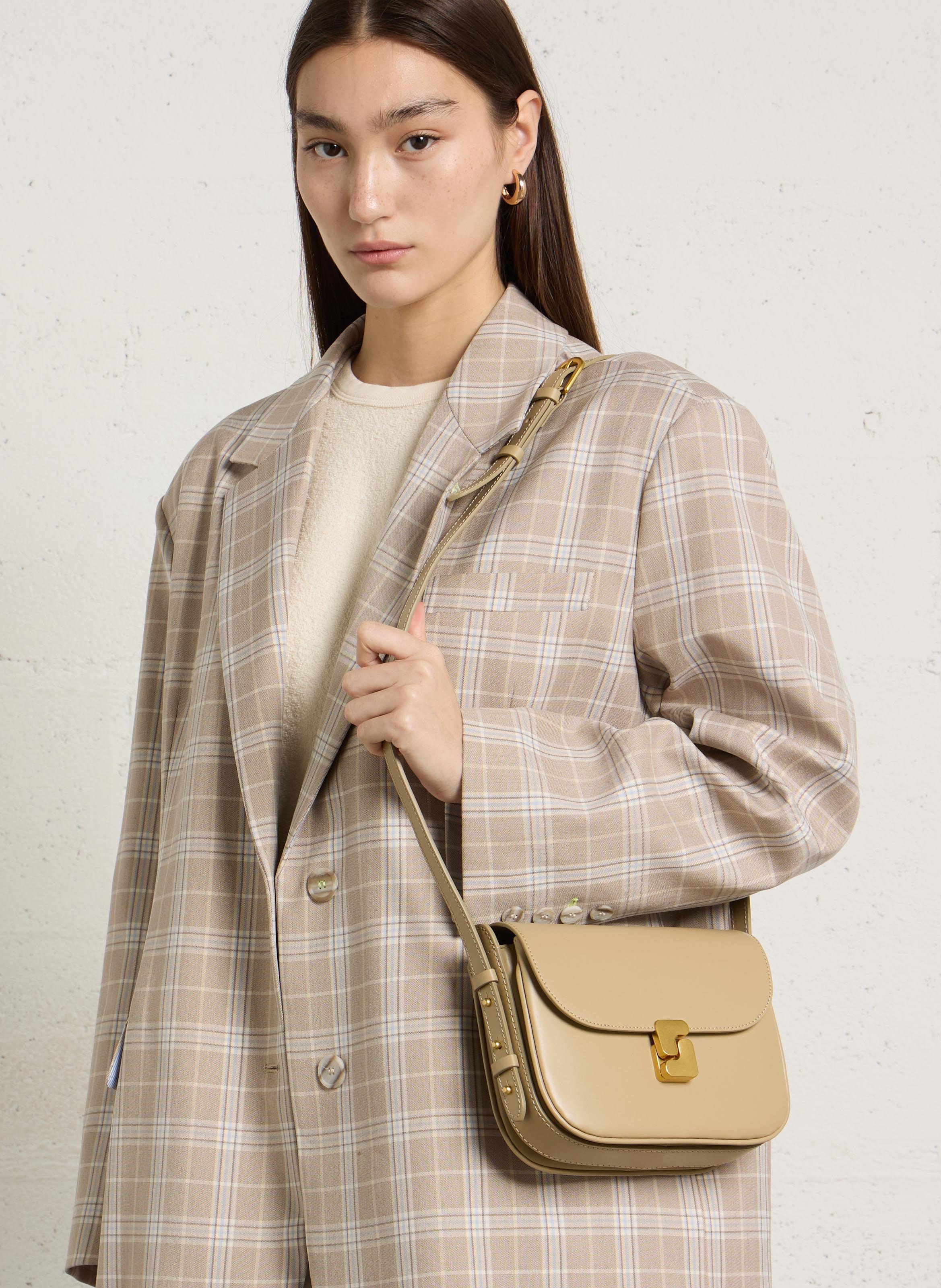 Leren clutch SOEUR Beige