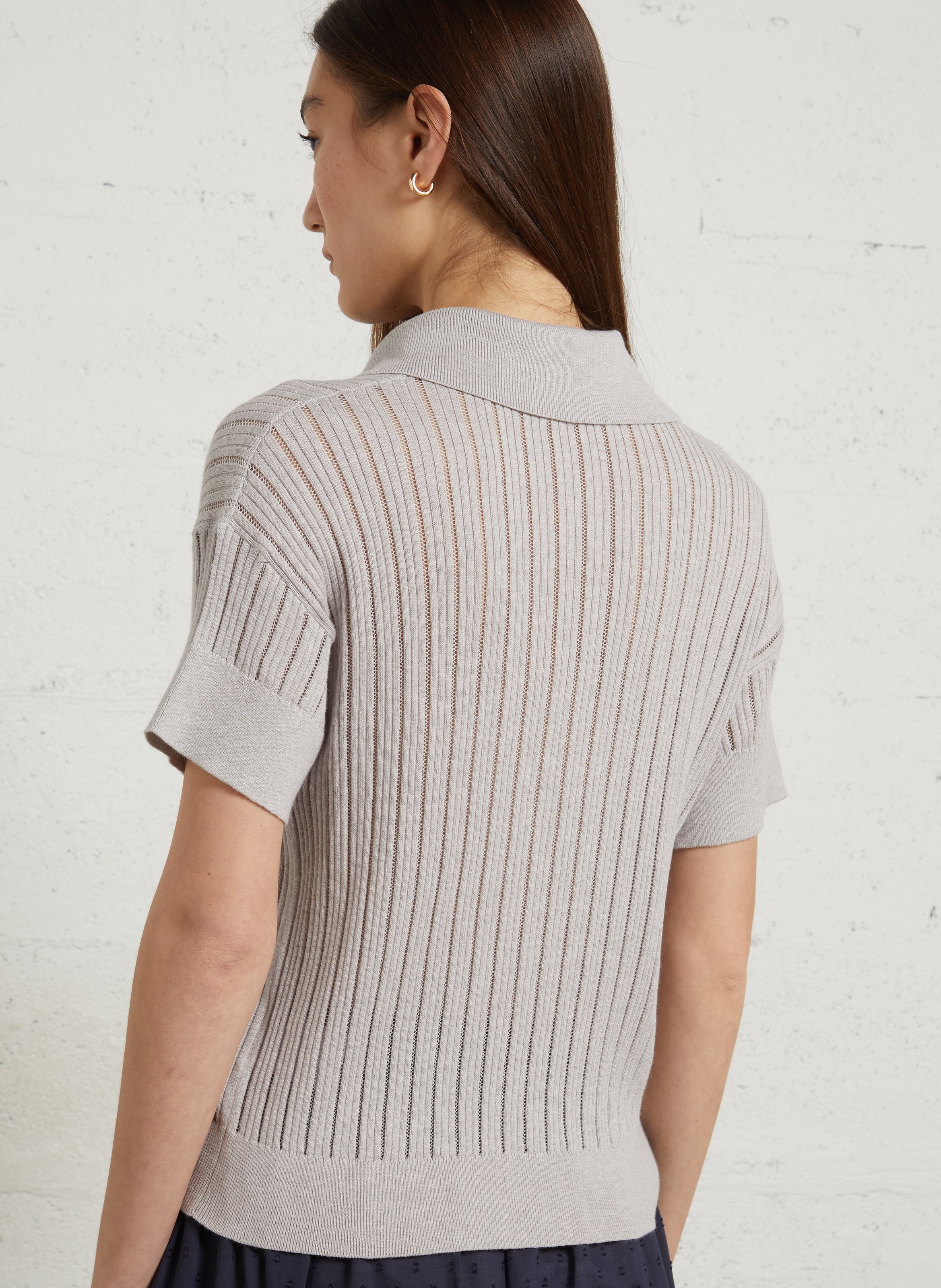 Polo a maniche corte traforato monocolore RAE ANTWERP Grigio