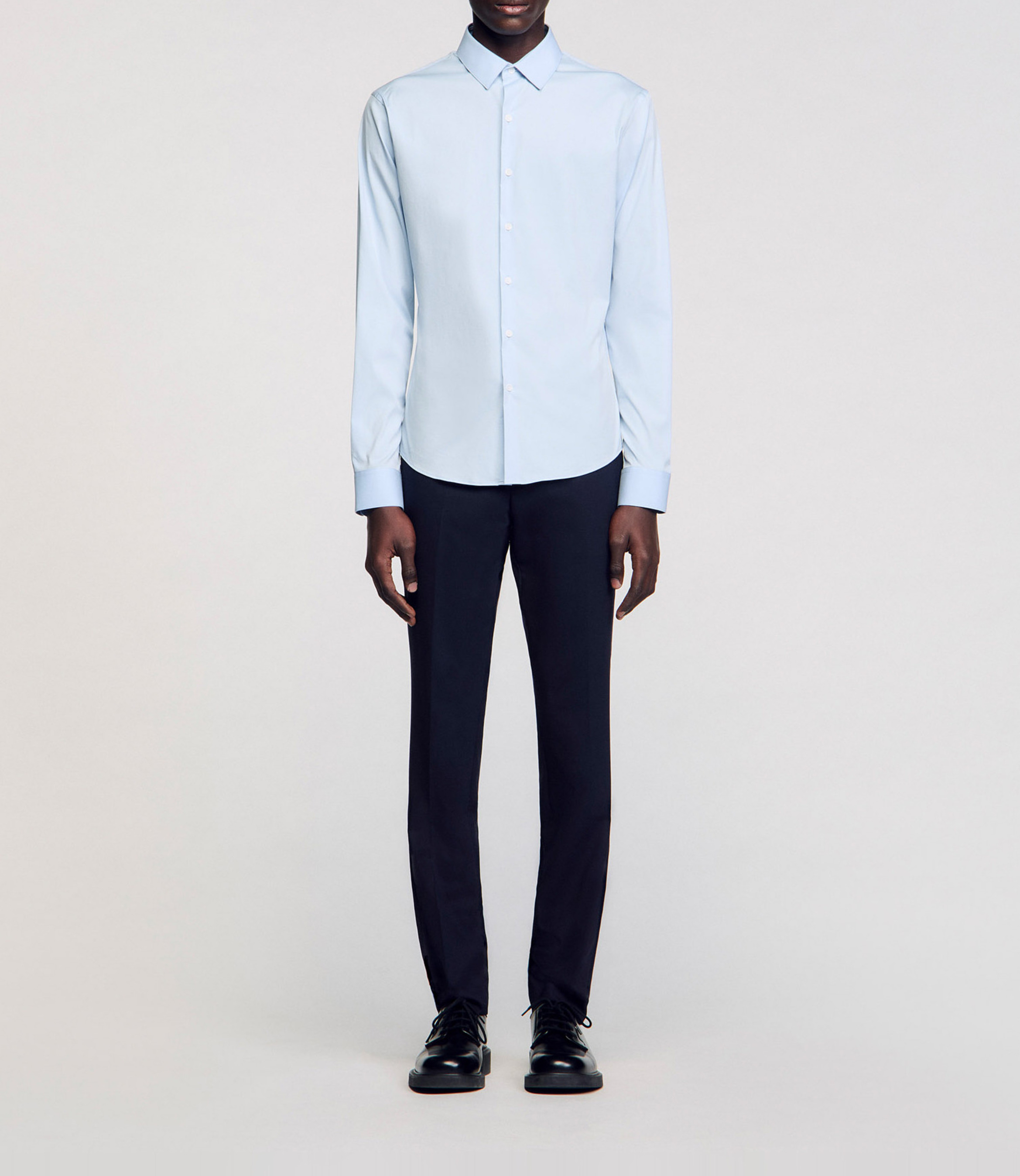 Chemise slim-fit en coton stretch SANDRO Bleu