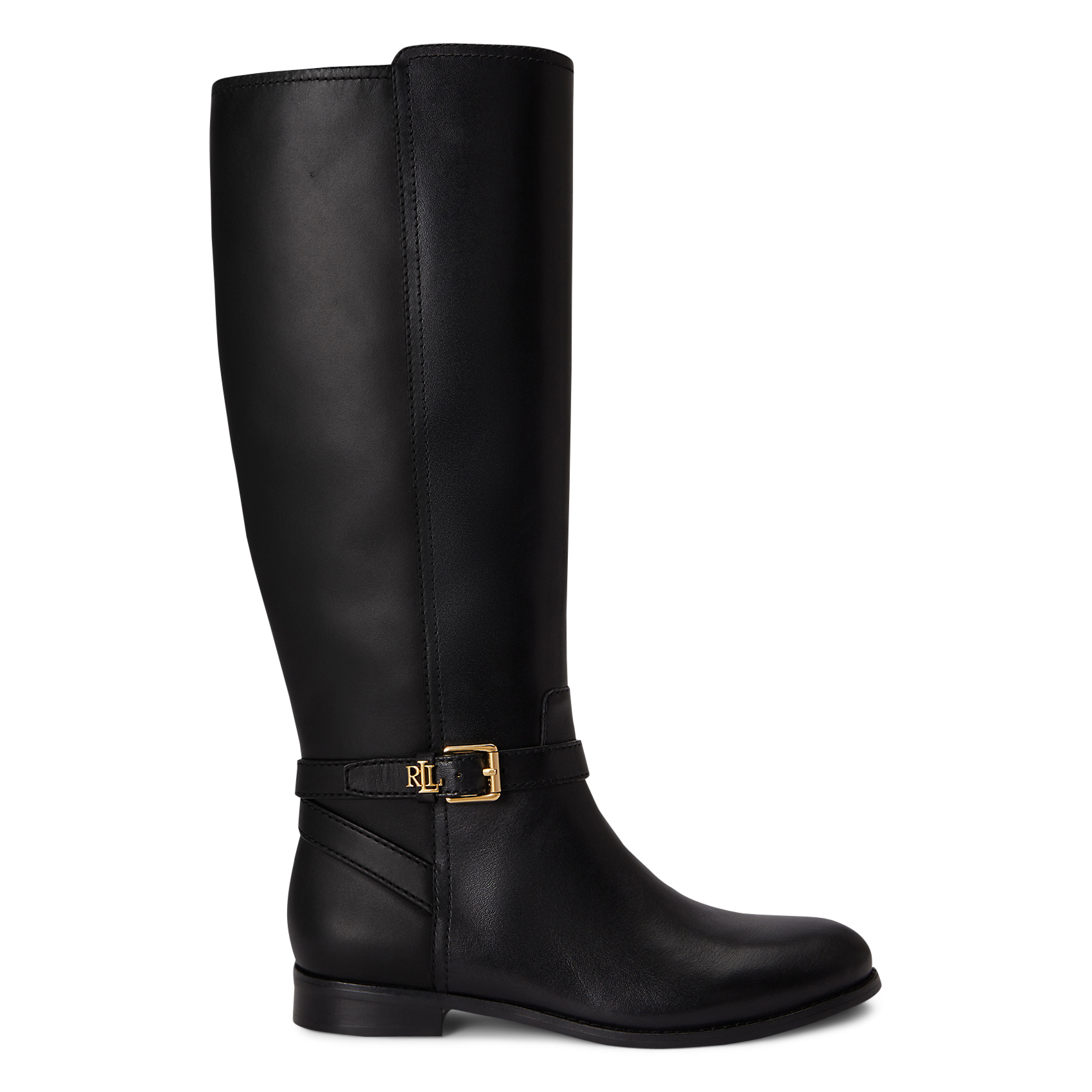 Bottes hautes plates en cuir LAUREN RALPH LAUREN Noir