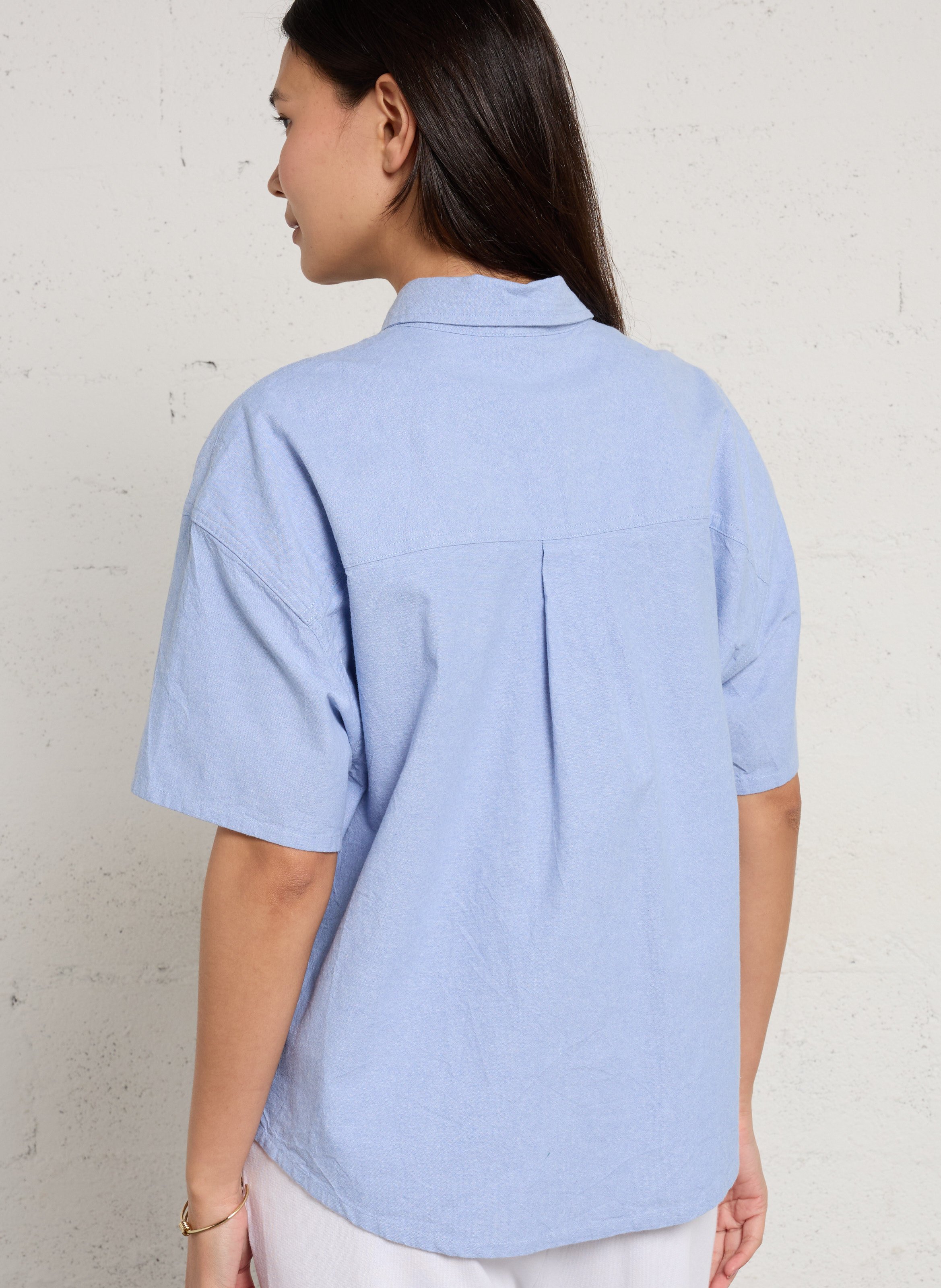 Loose solid color button-up shirt AMERICAN VINTAGE Blue