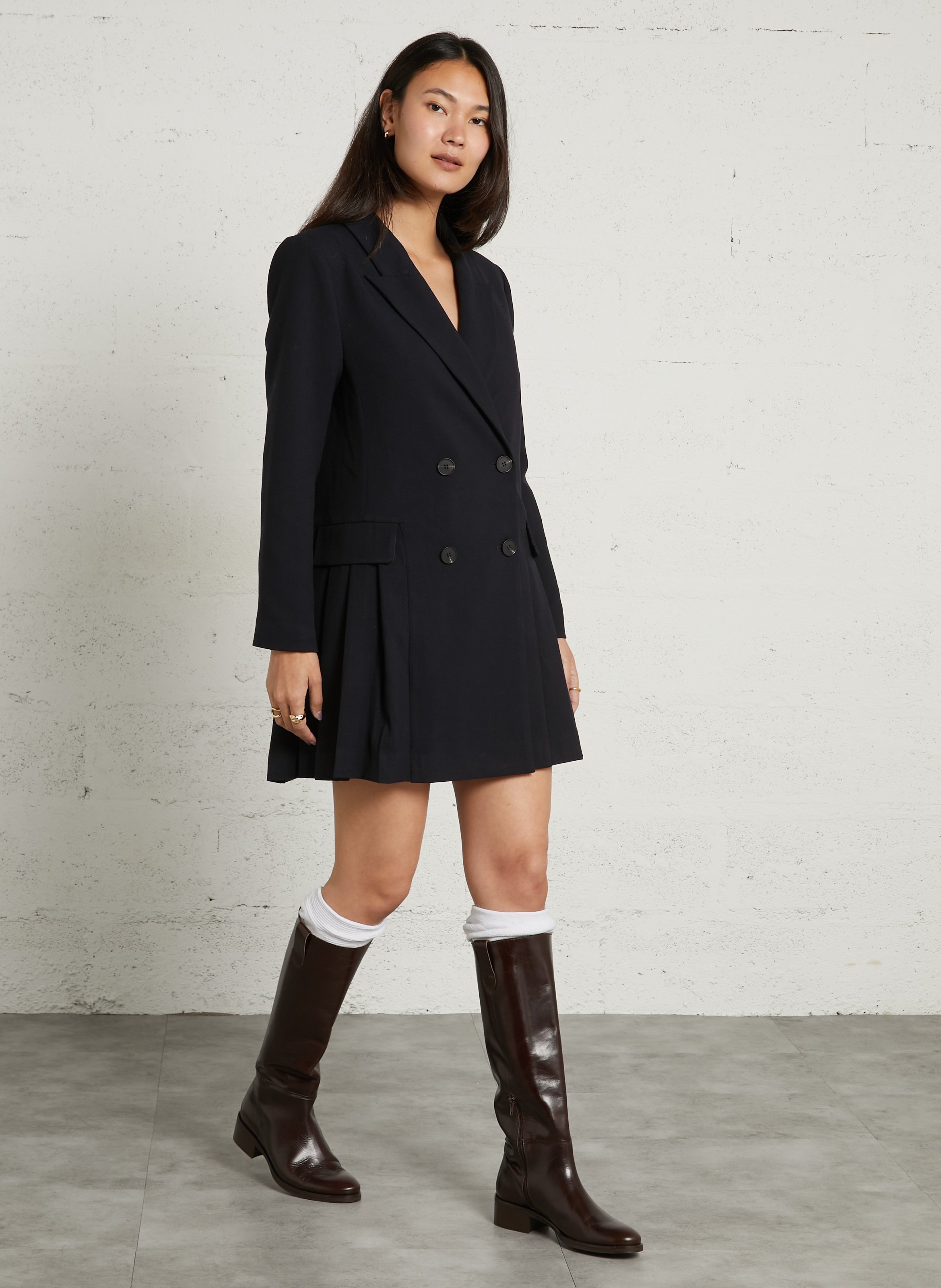 Kurzer ausgestellter Blazer-Kleid SUNCOO Blau