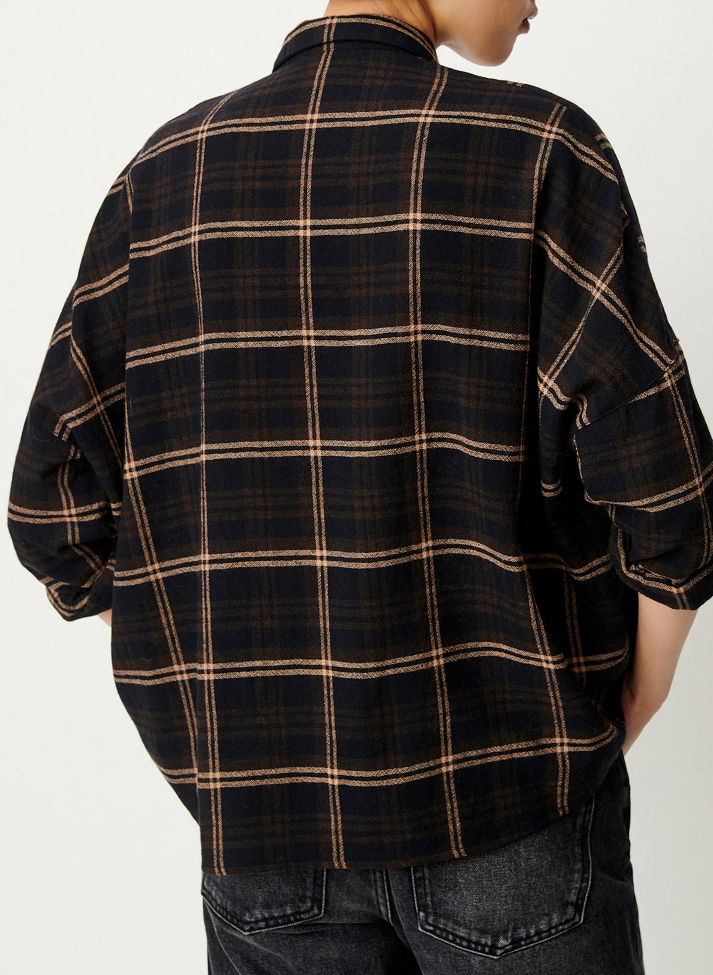 Chemise col classique ample en laine mélangée imprimée SESSUN Bleu