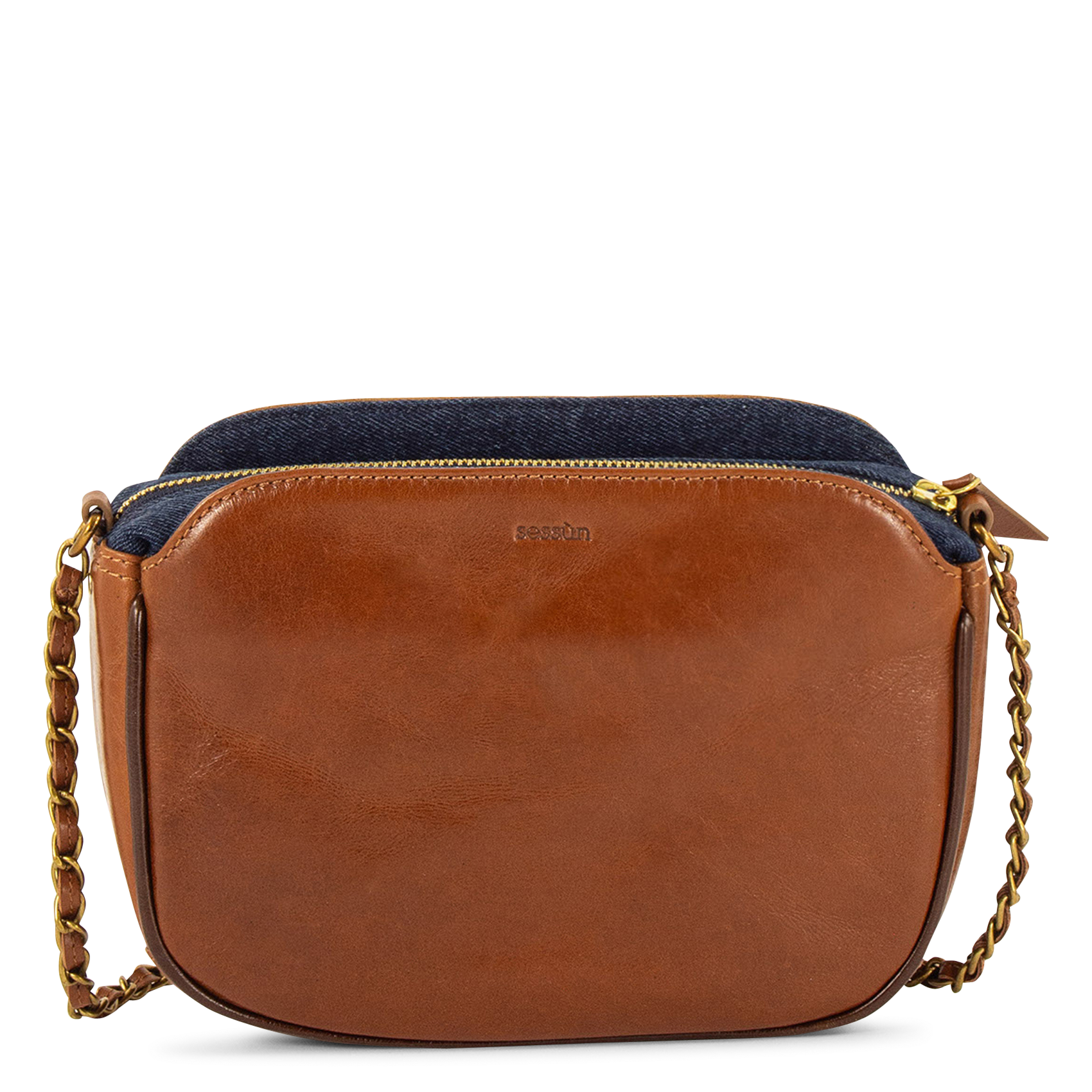 Dual-material messenger bag | Blue SESSUN Women