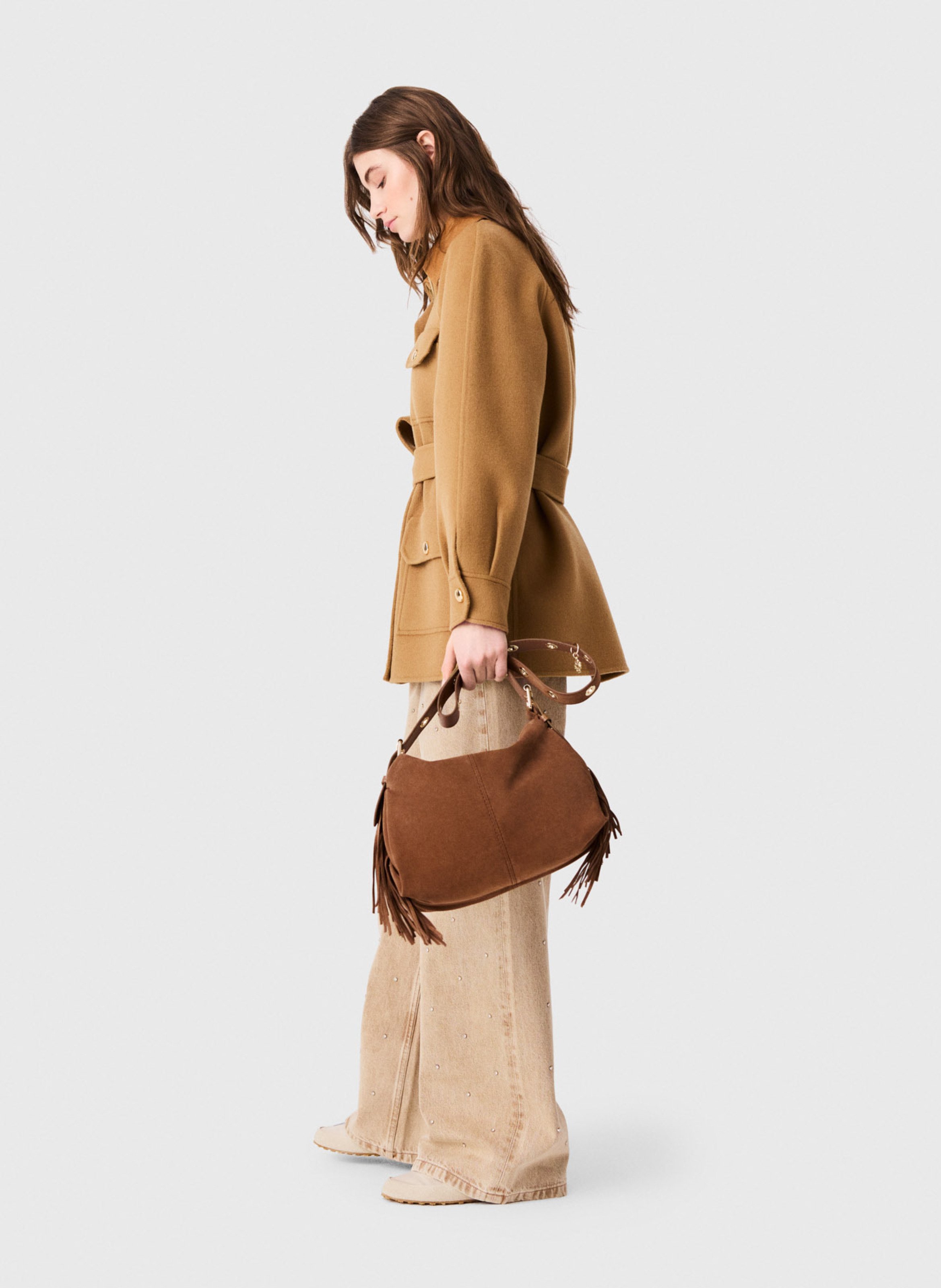 Manteau en laine ceinturée MAJE Beige