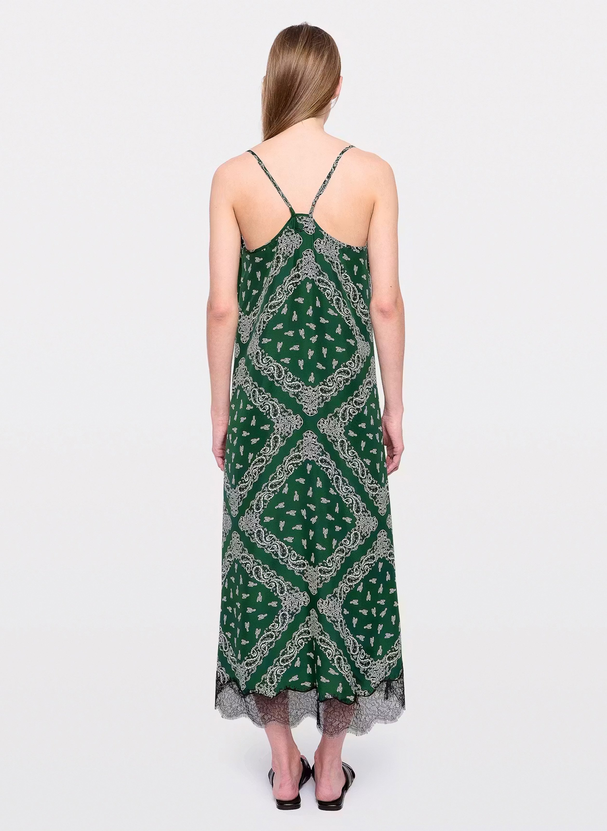Long printed silk V-neck dress ZADIG&VOLTAIRE Green