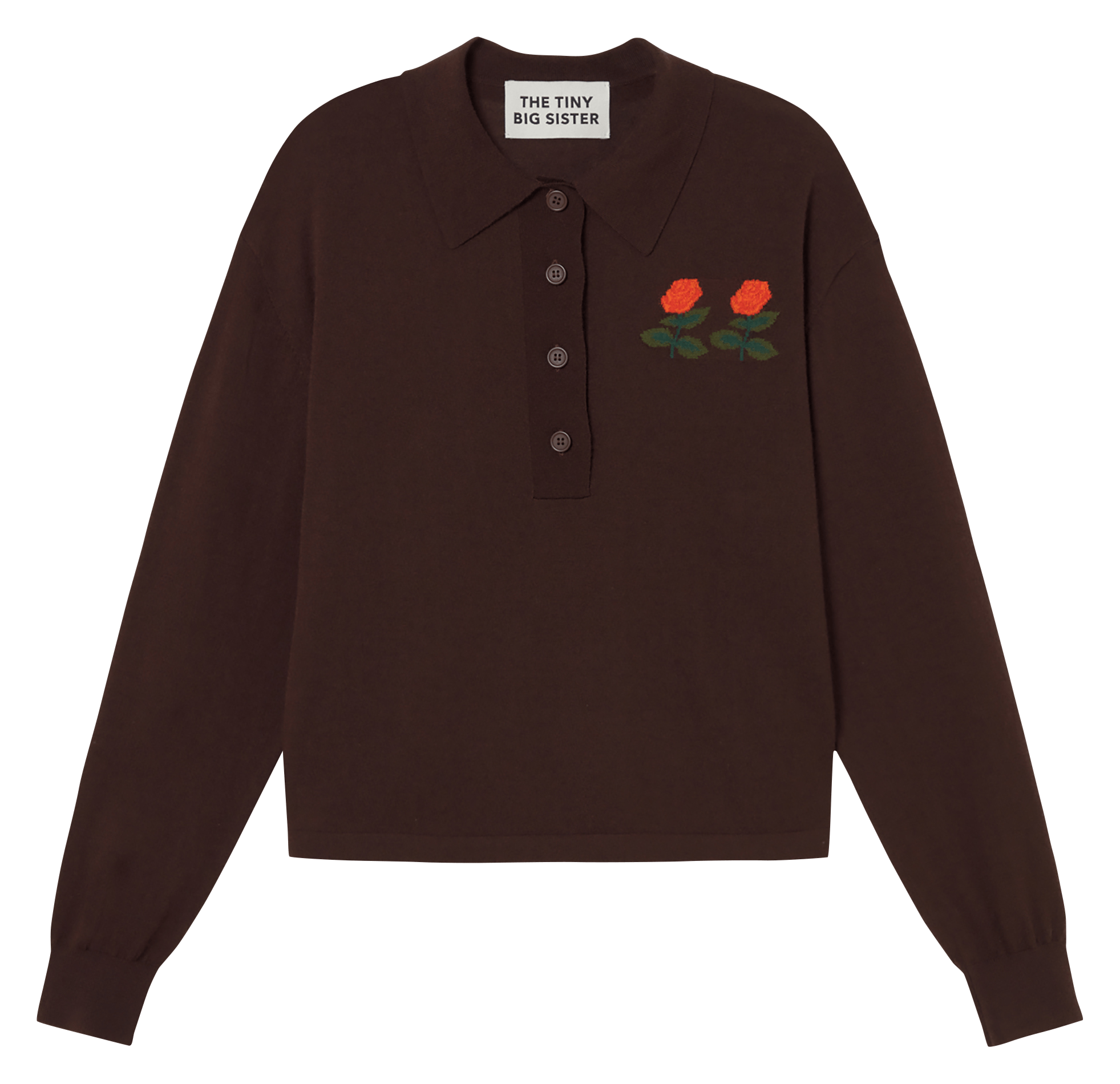 Wool sweater with polo collar THE TINY BIG SISTER Brown