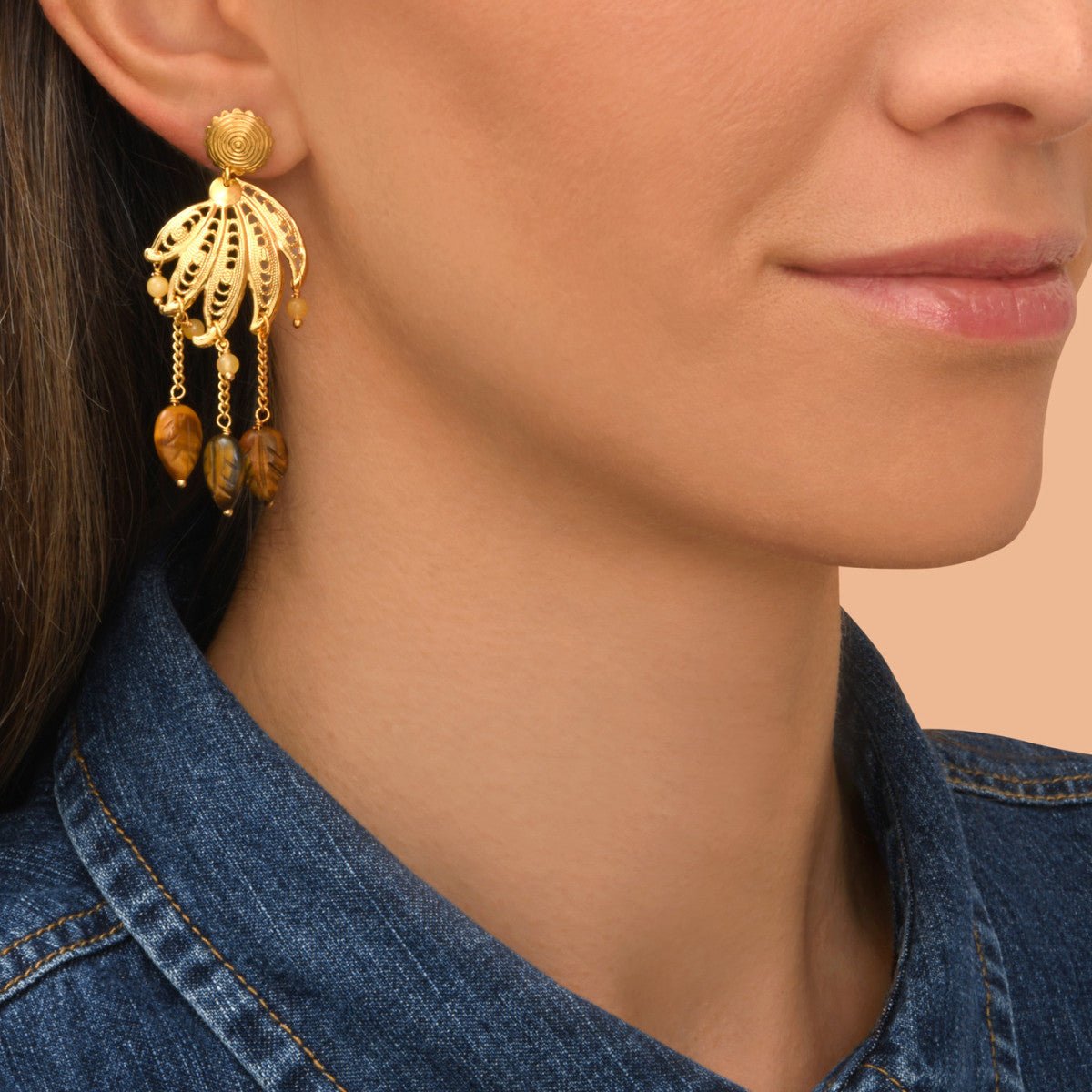Earrings with pierced stems in gold-plated finish SATELLITE PARIS Golden