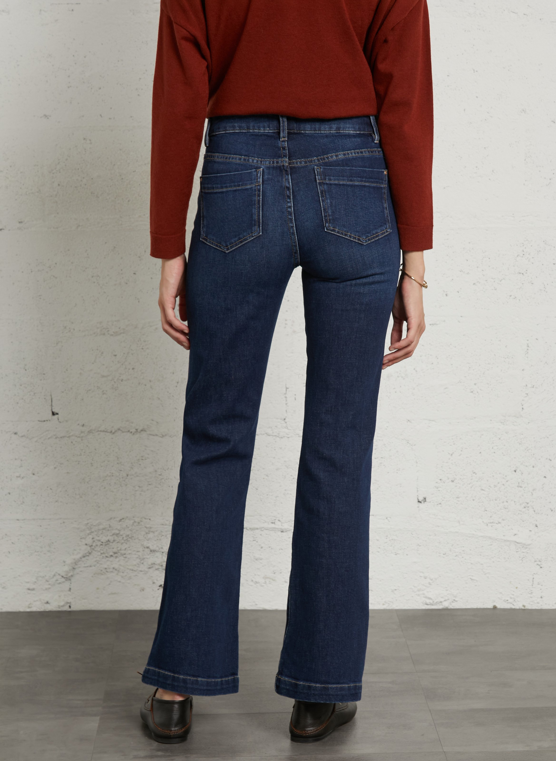 Cotton-blend bootcut jeans MAISON 123 Blue