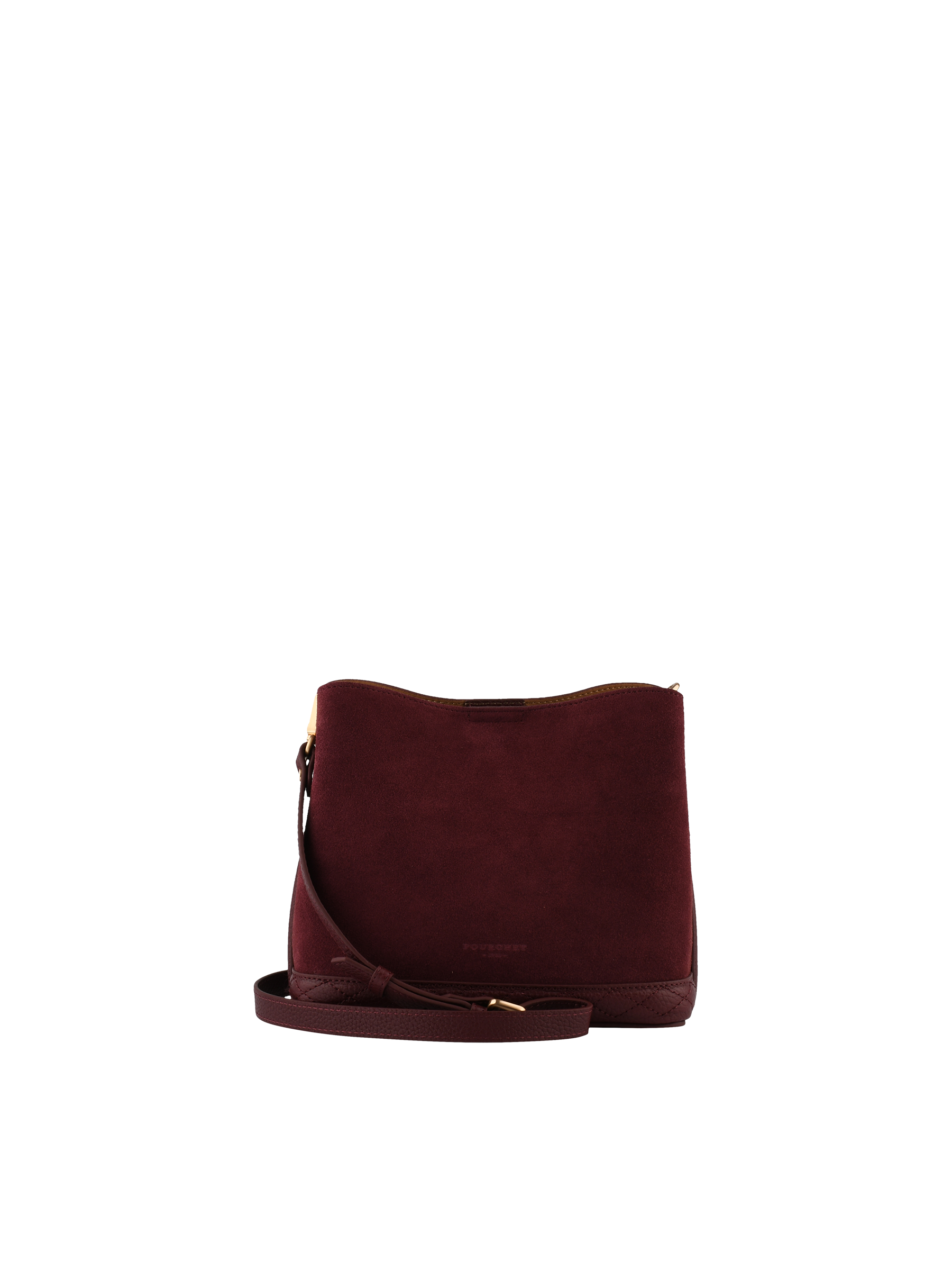 Cowhide suede leather shoulder bag POURCHET Red