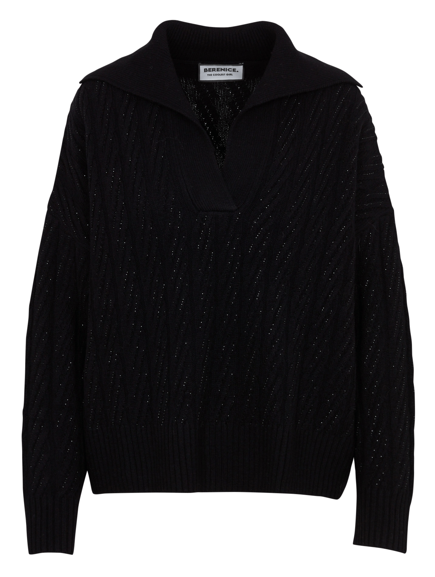 Wollpullover mit Strasssteinen BERENICE Schwarz