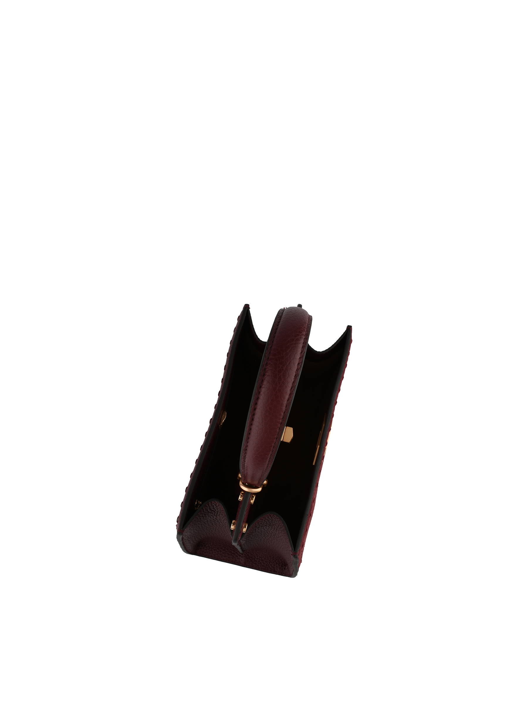 Cowhide leather handbag with a suede-effect finish POURCHET Red
