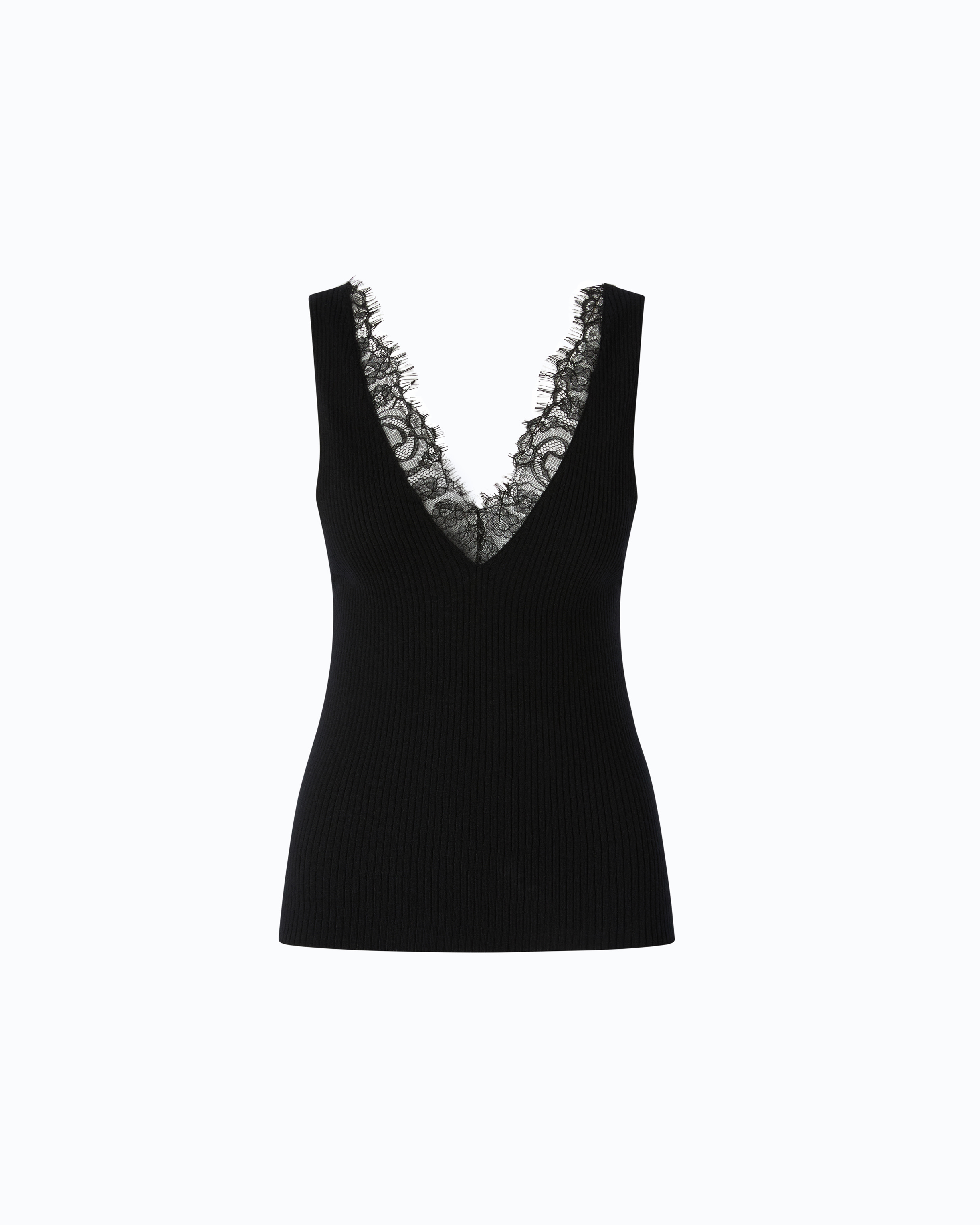 Silk and cashmere camisole with lace neckline PINKO Black