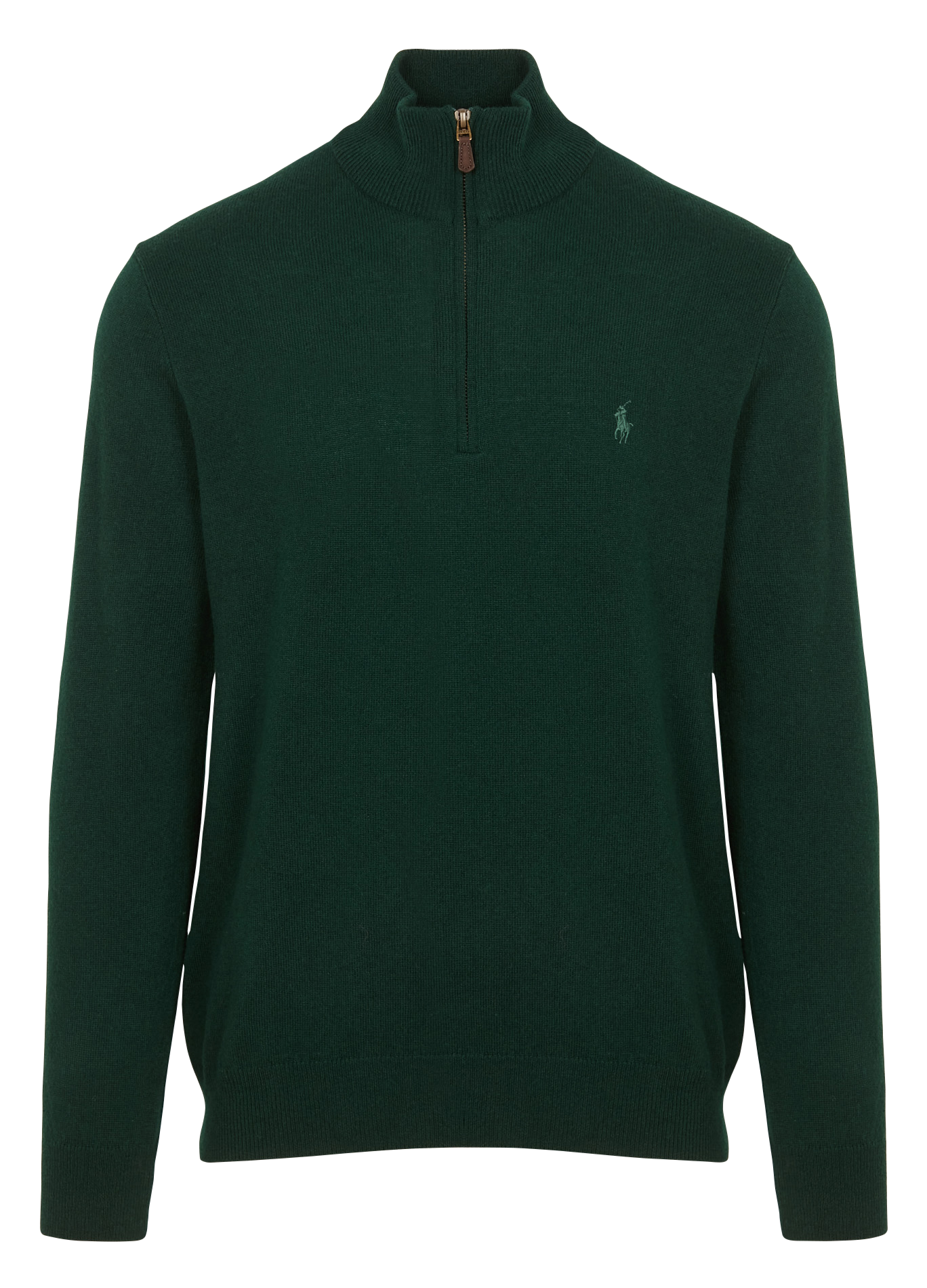 Regular-fit embroidered merino wool high-neck jumper Khaki