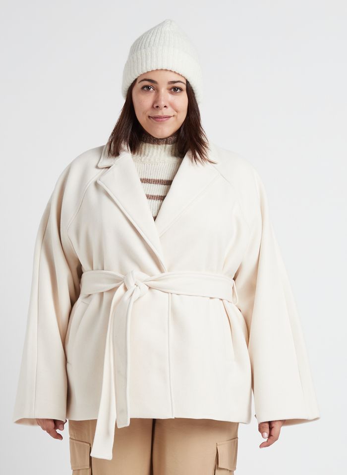 White Belted coat with tailored collar