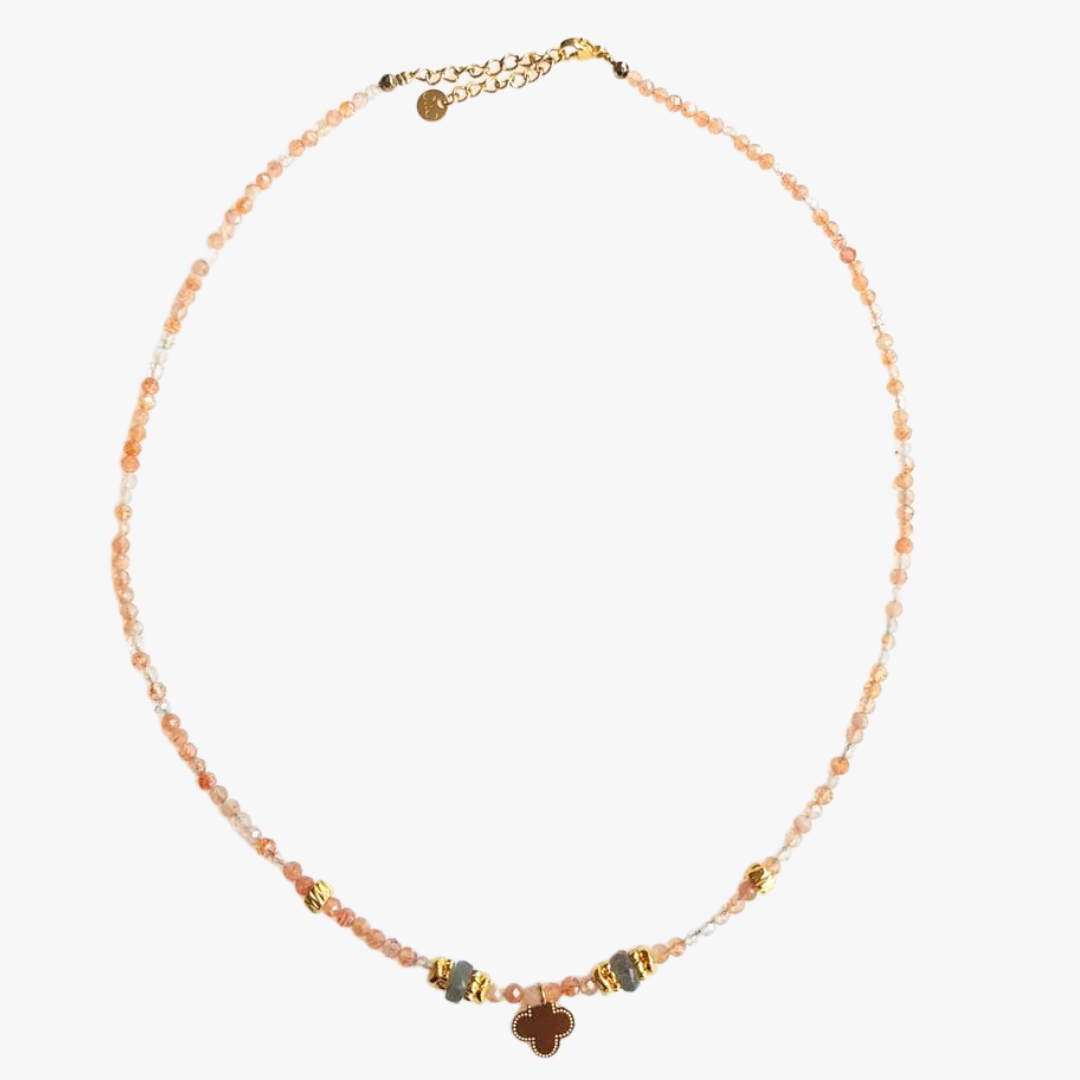 Moonstone clover necklace GINANDGER White