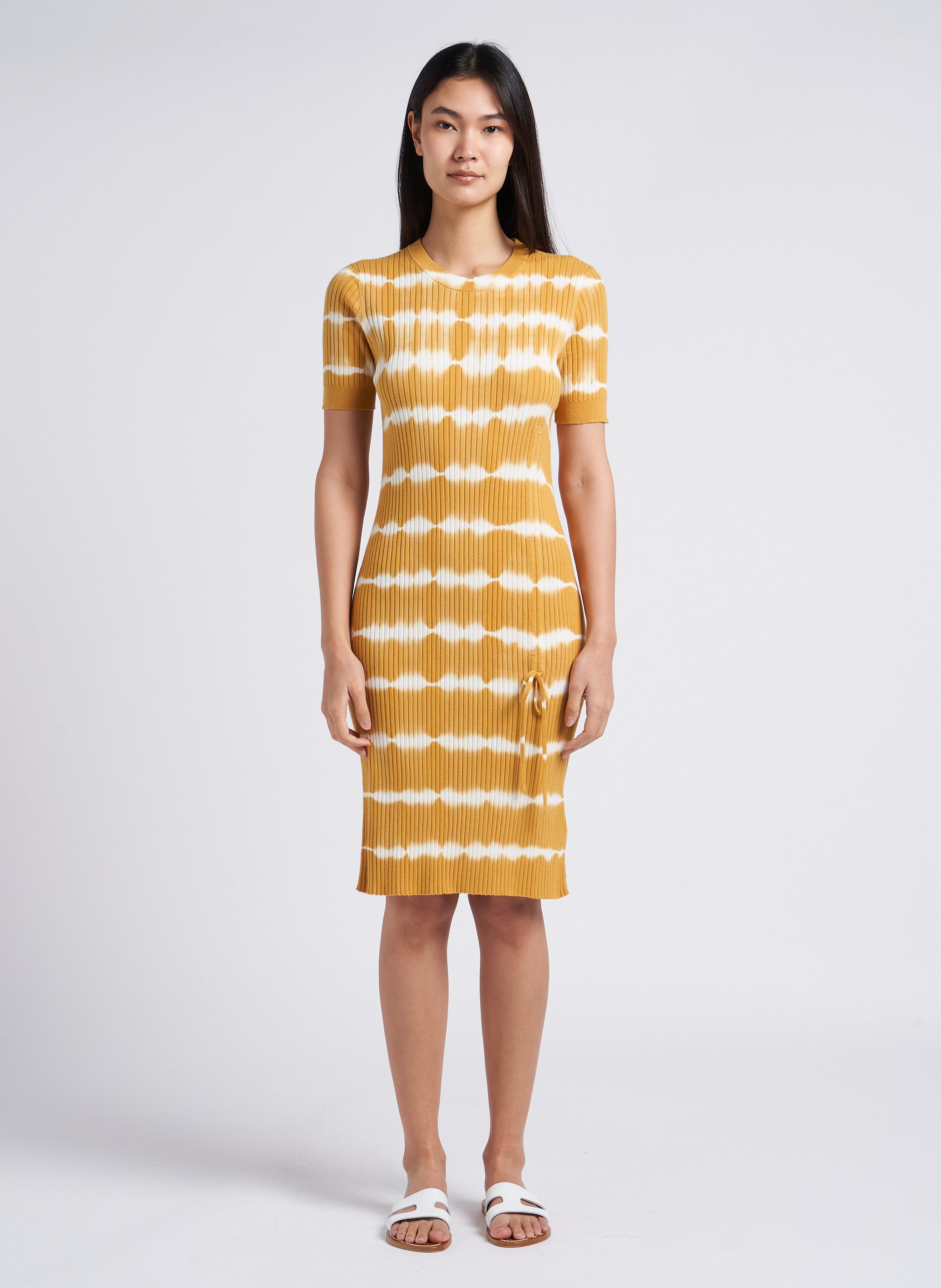Organic cotton tie-dye print round-neck midi dress PAUL SMITH Yellow