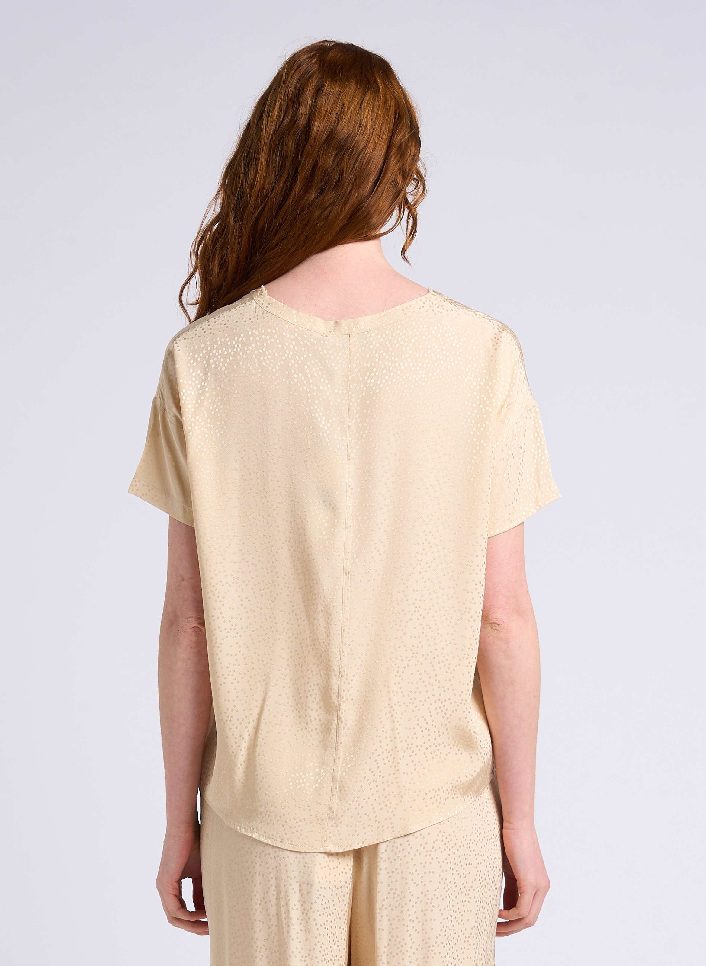 Tee-shirt ample à col rond en jacquard ATTIC AND BARN Beige