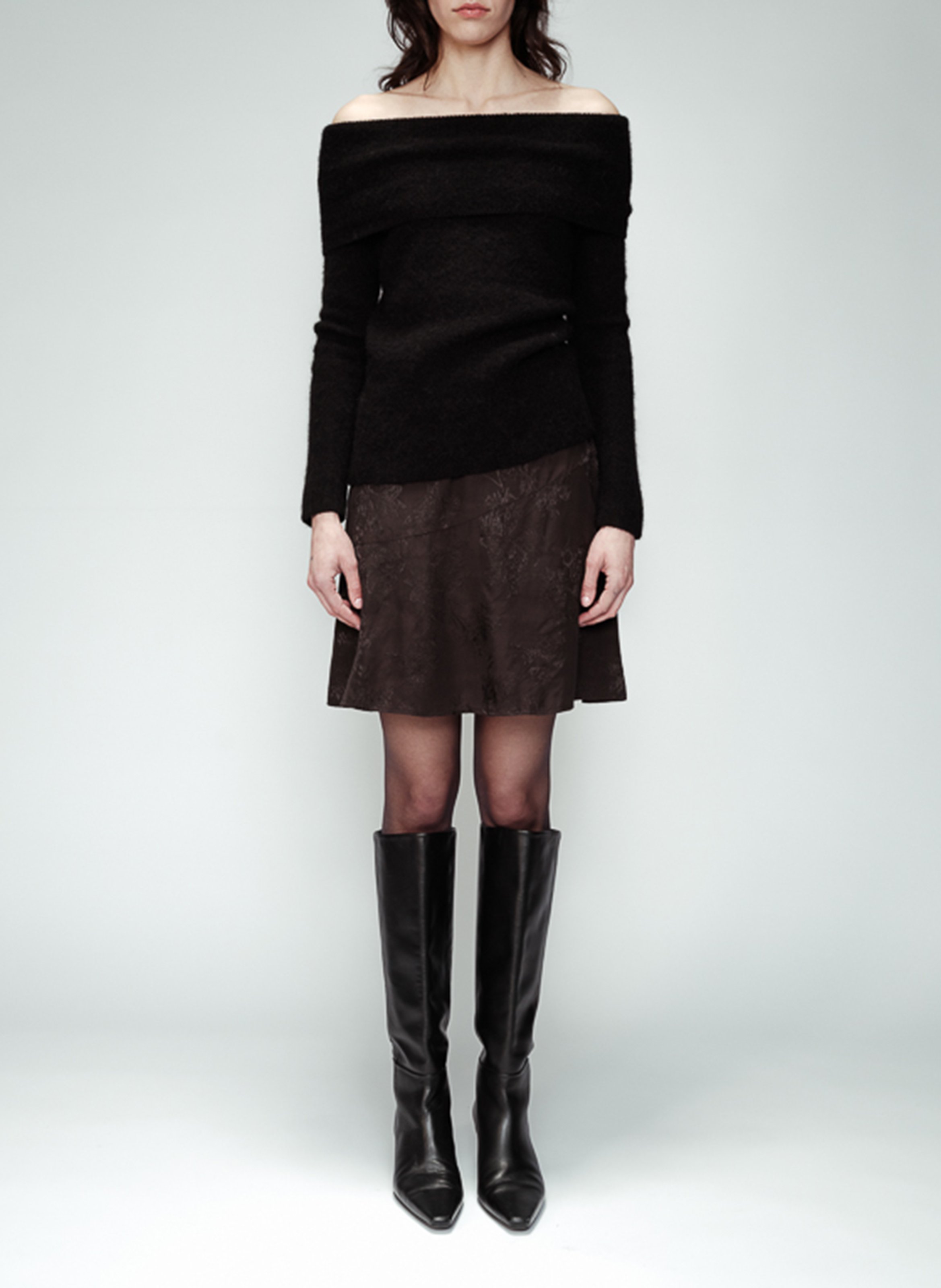 Short skirt in printed jacquard GRACE ET MILA Black