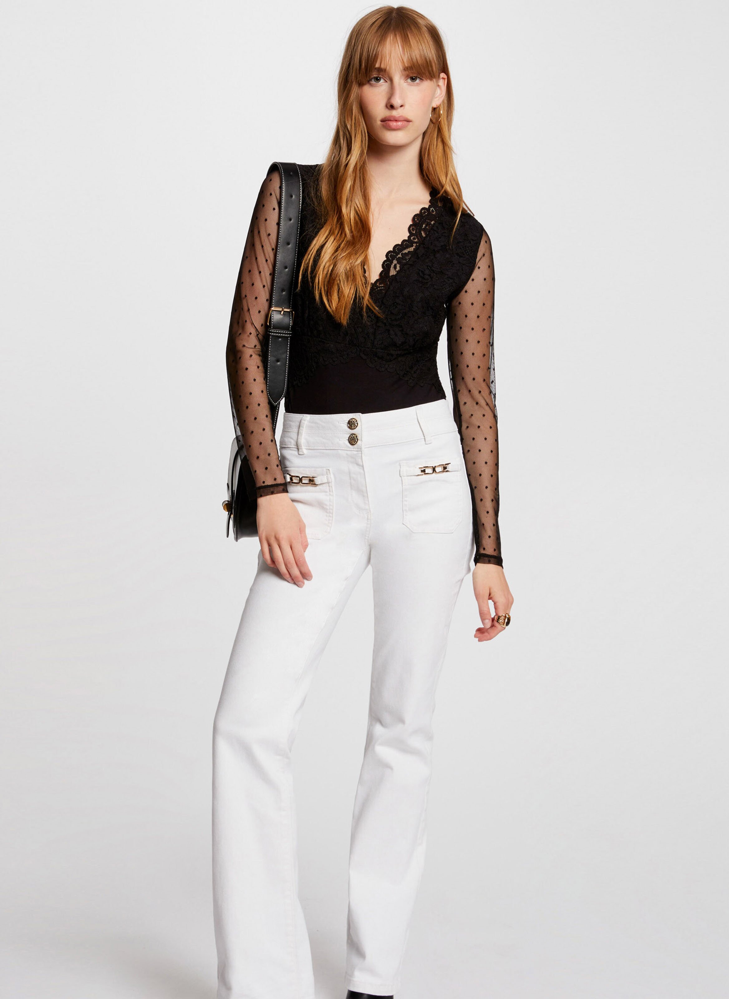 Long-sleeved lace body MORGAN Black