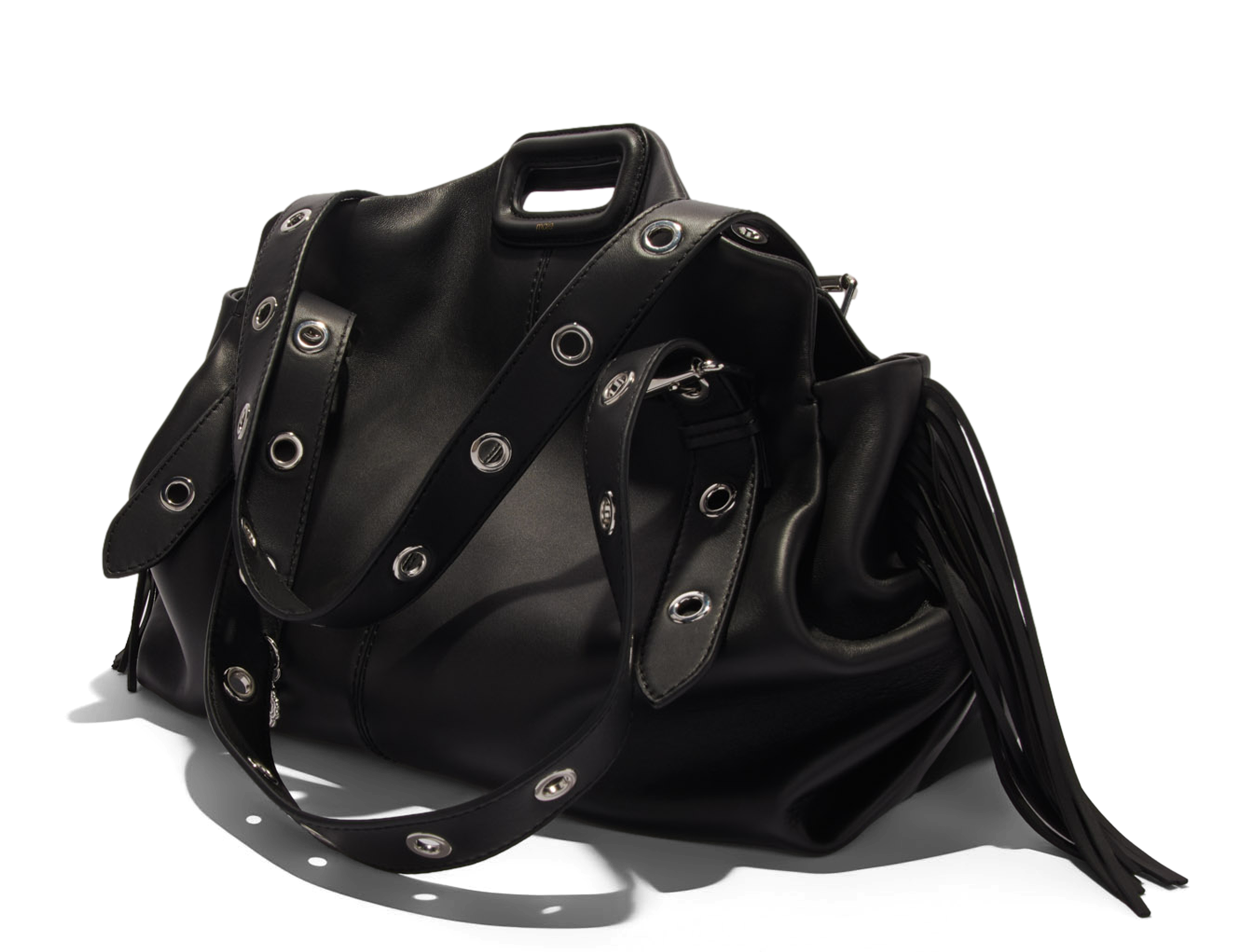 Grand sac shopping en cuir MAJE Noir