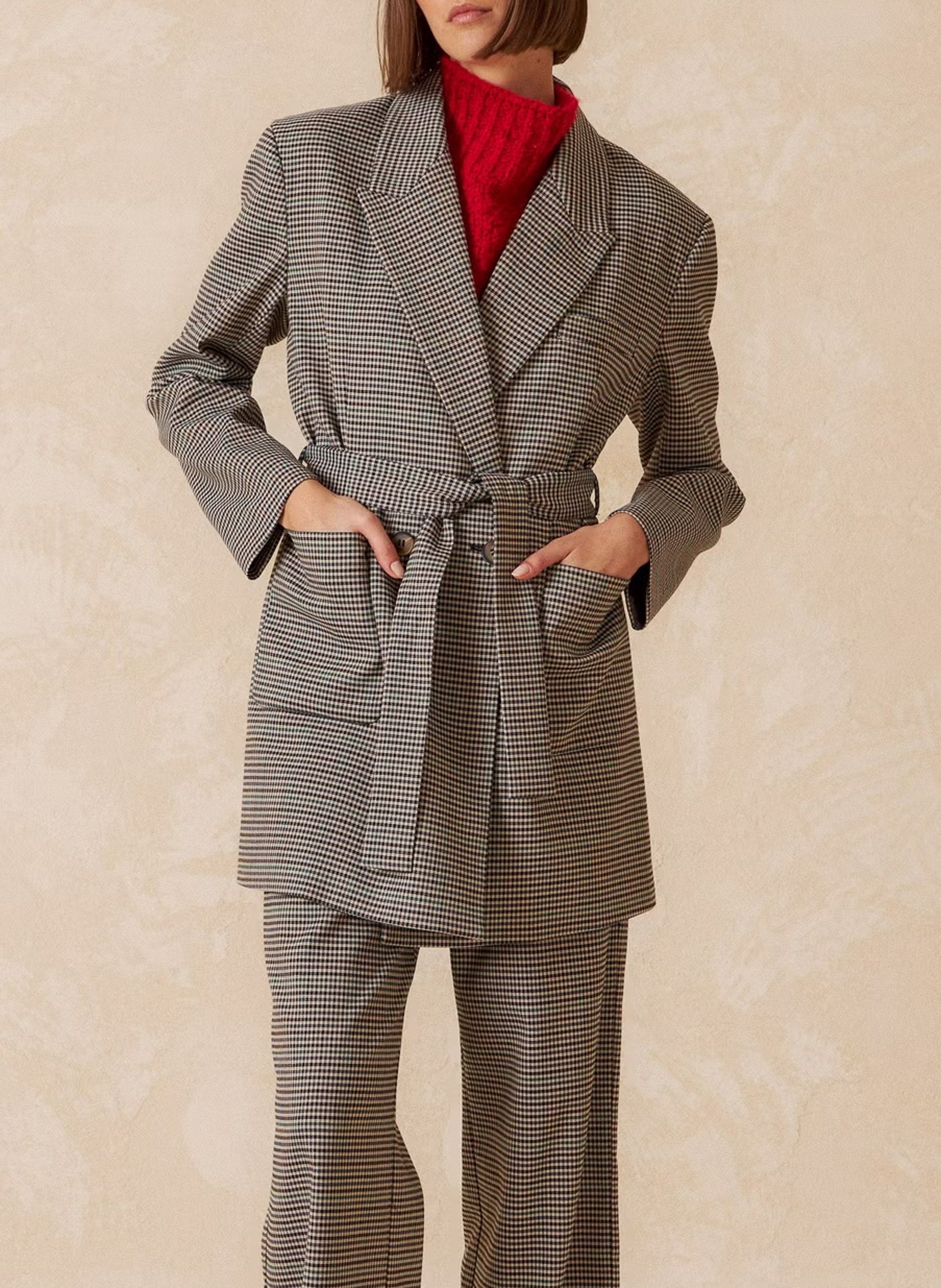 Houndstooth pattern blazer with lapel collar INDI & COLD Black