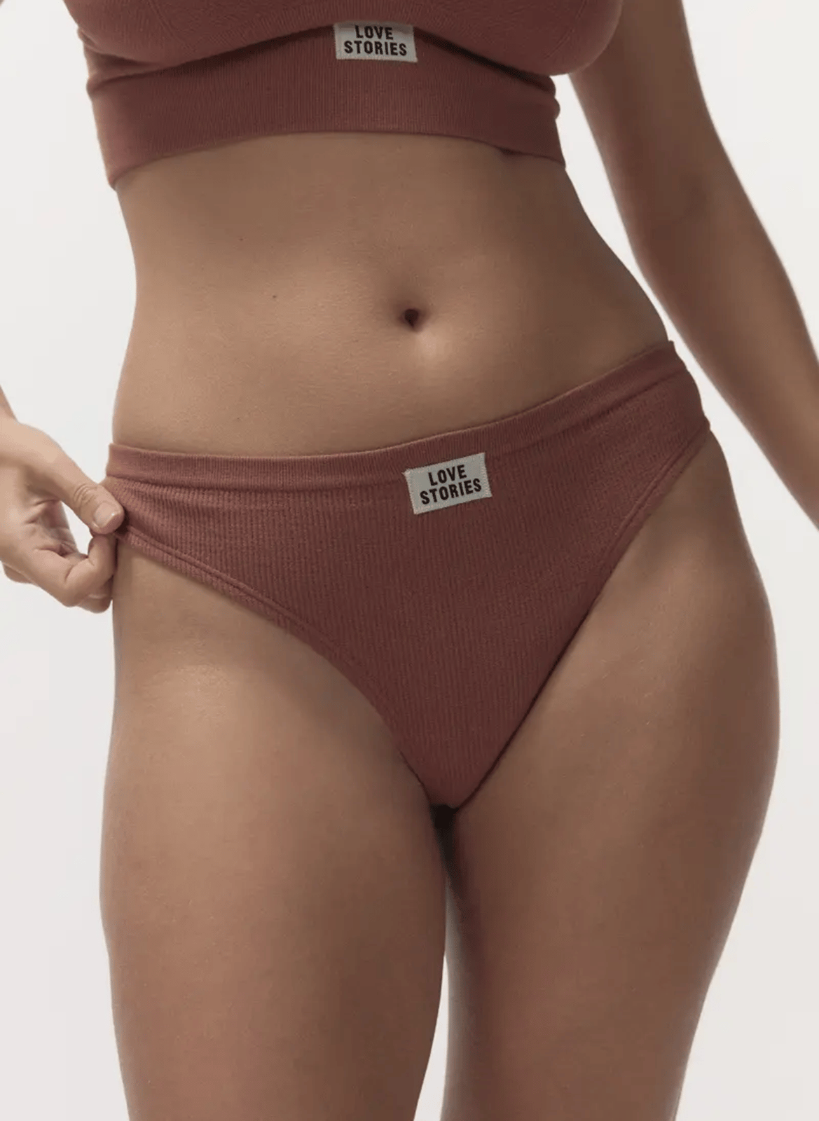 String avec logo en coton mélangé LOVE STORIES Marron