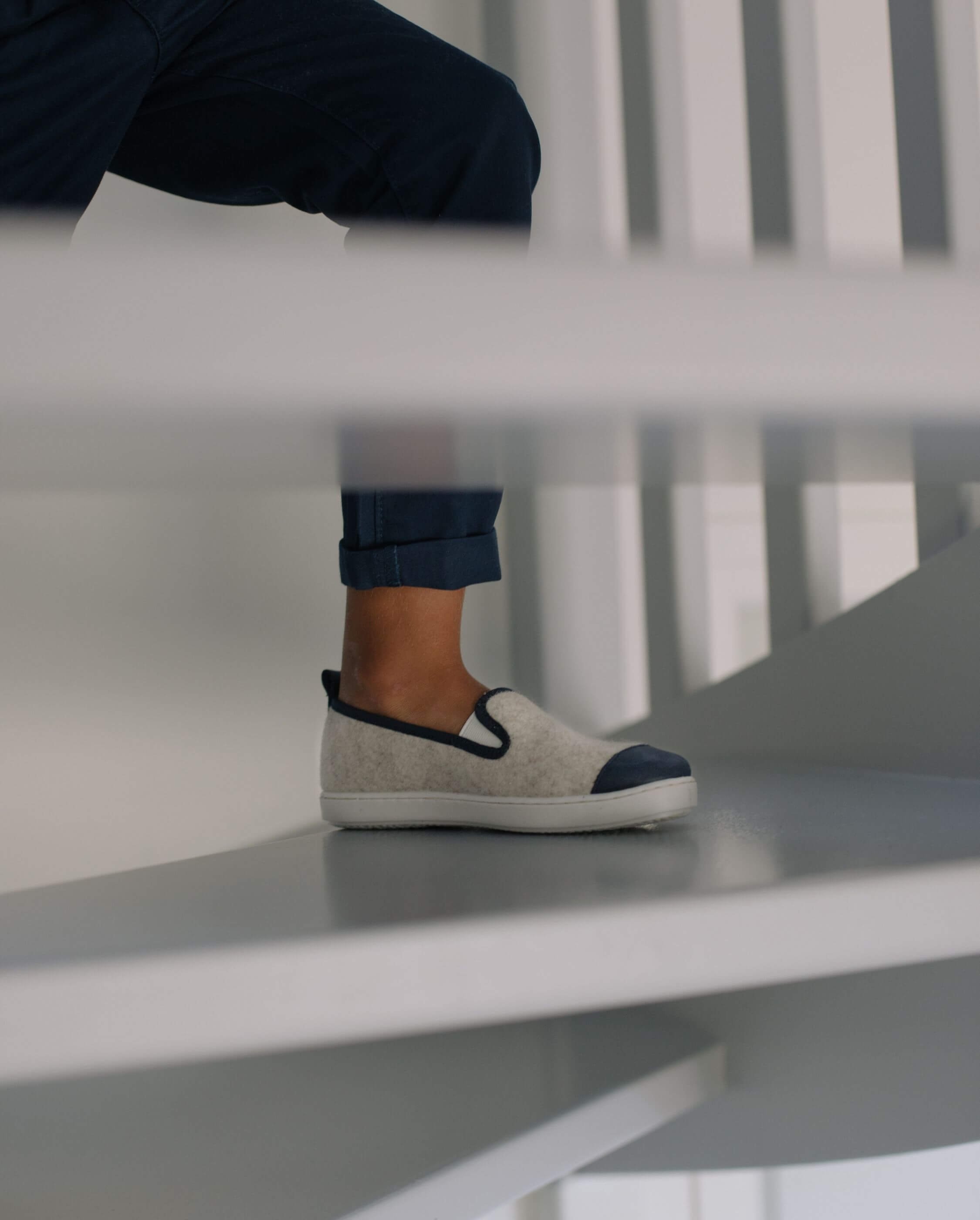 Child wool slipper, beige navy ANGARDE Beige