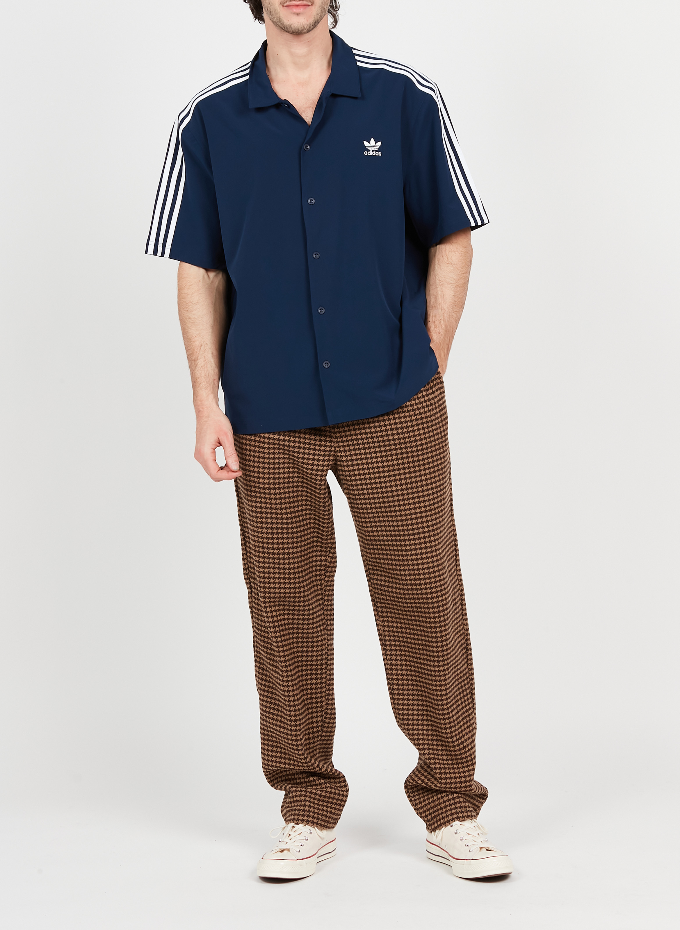 Houndstooth print wool-blend pants LES DEUX Brown