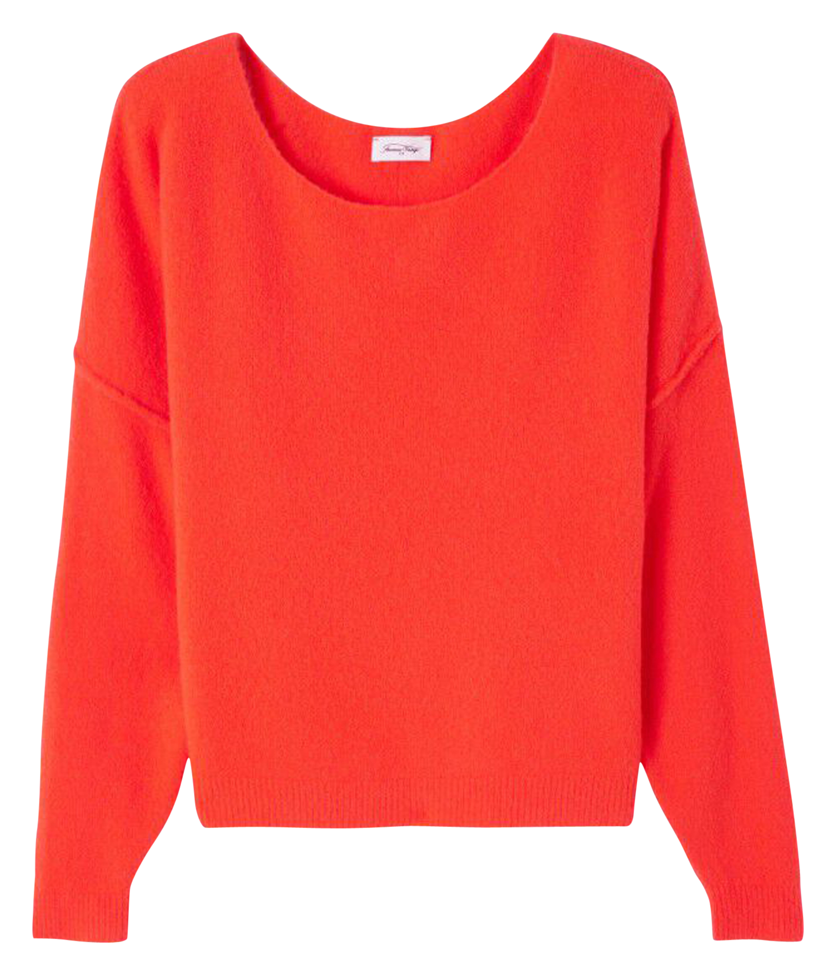 Pull ample à col bateau en maille duveteuse Rouge