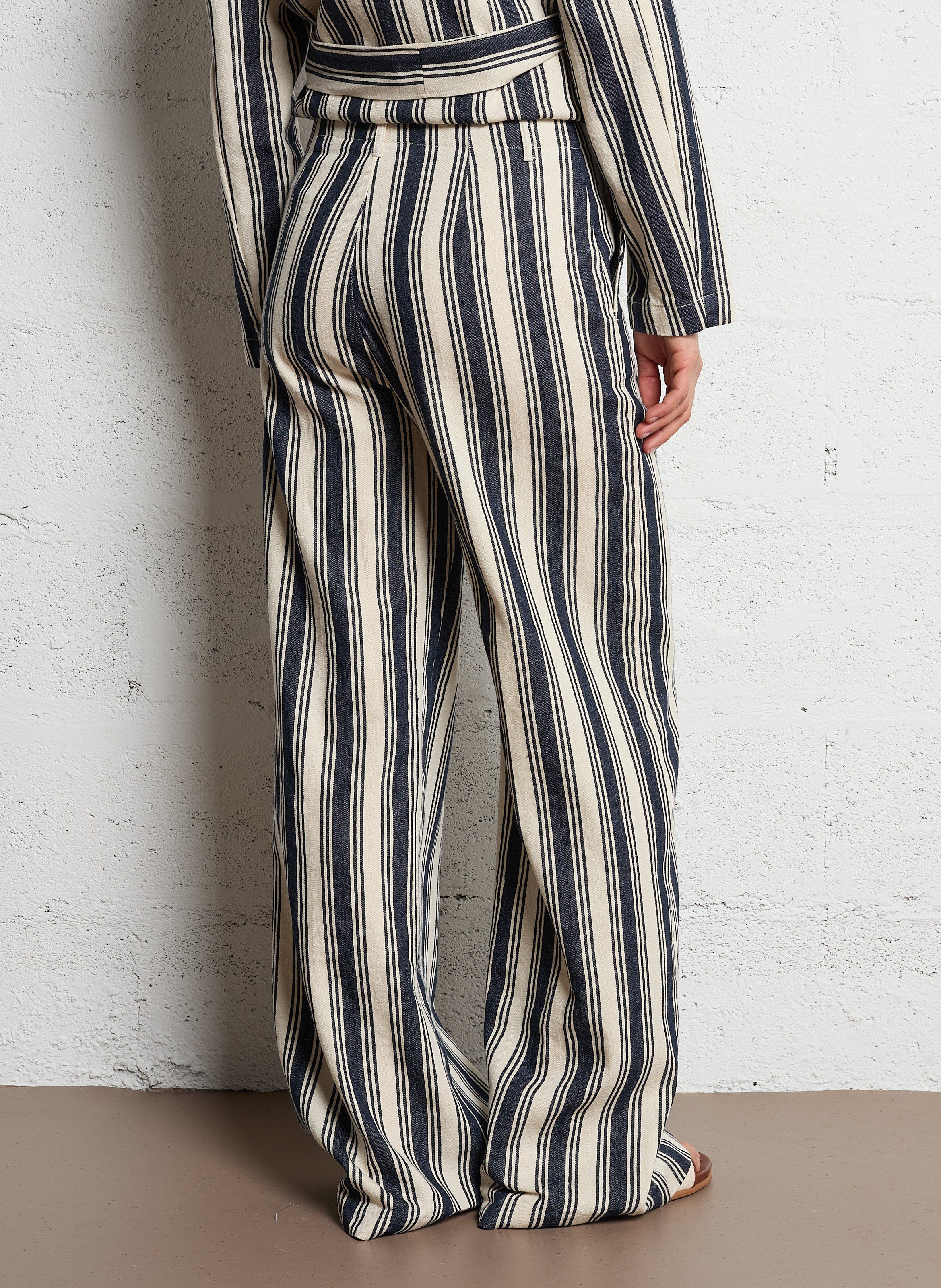 High-waisted cotton-blend flared pants DIEGA White