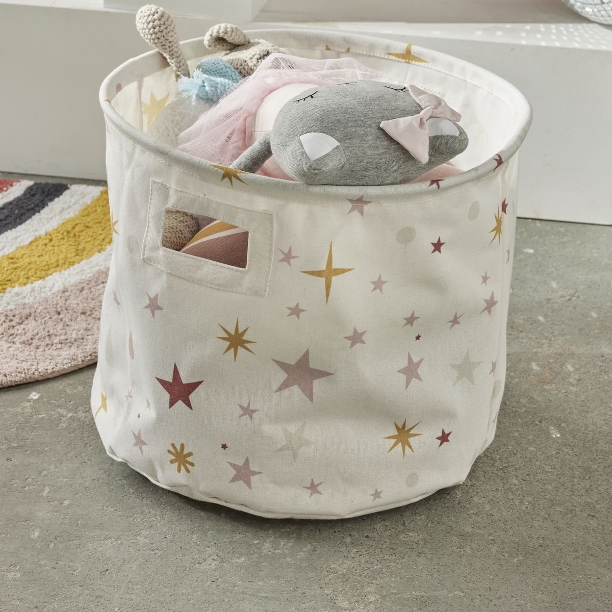 Round storage basket FACTORY White