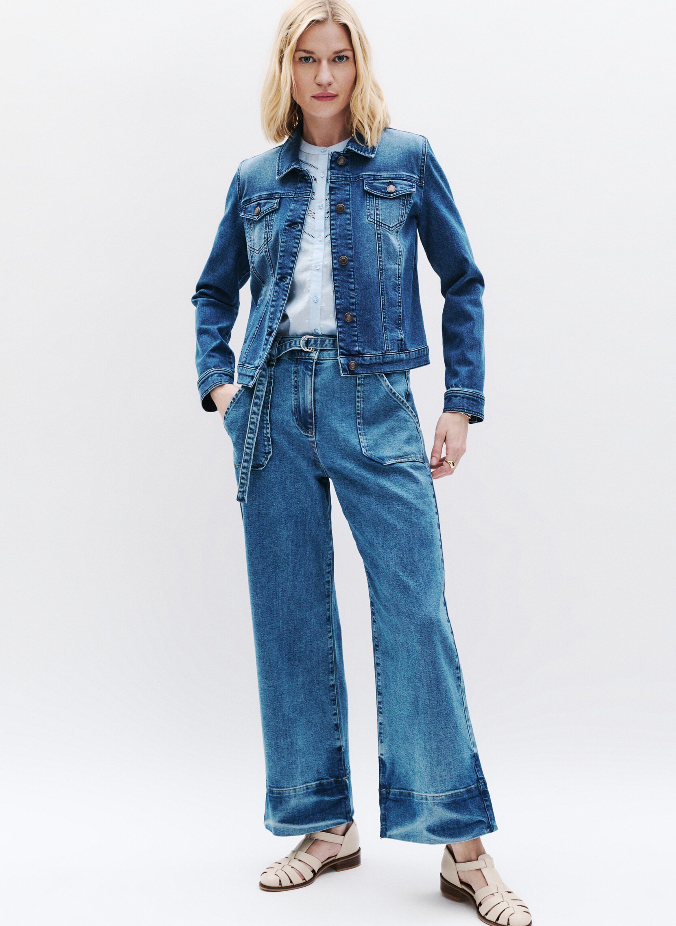 Denim jacket with classic collar CAROLL Blue