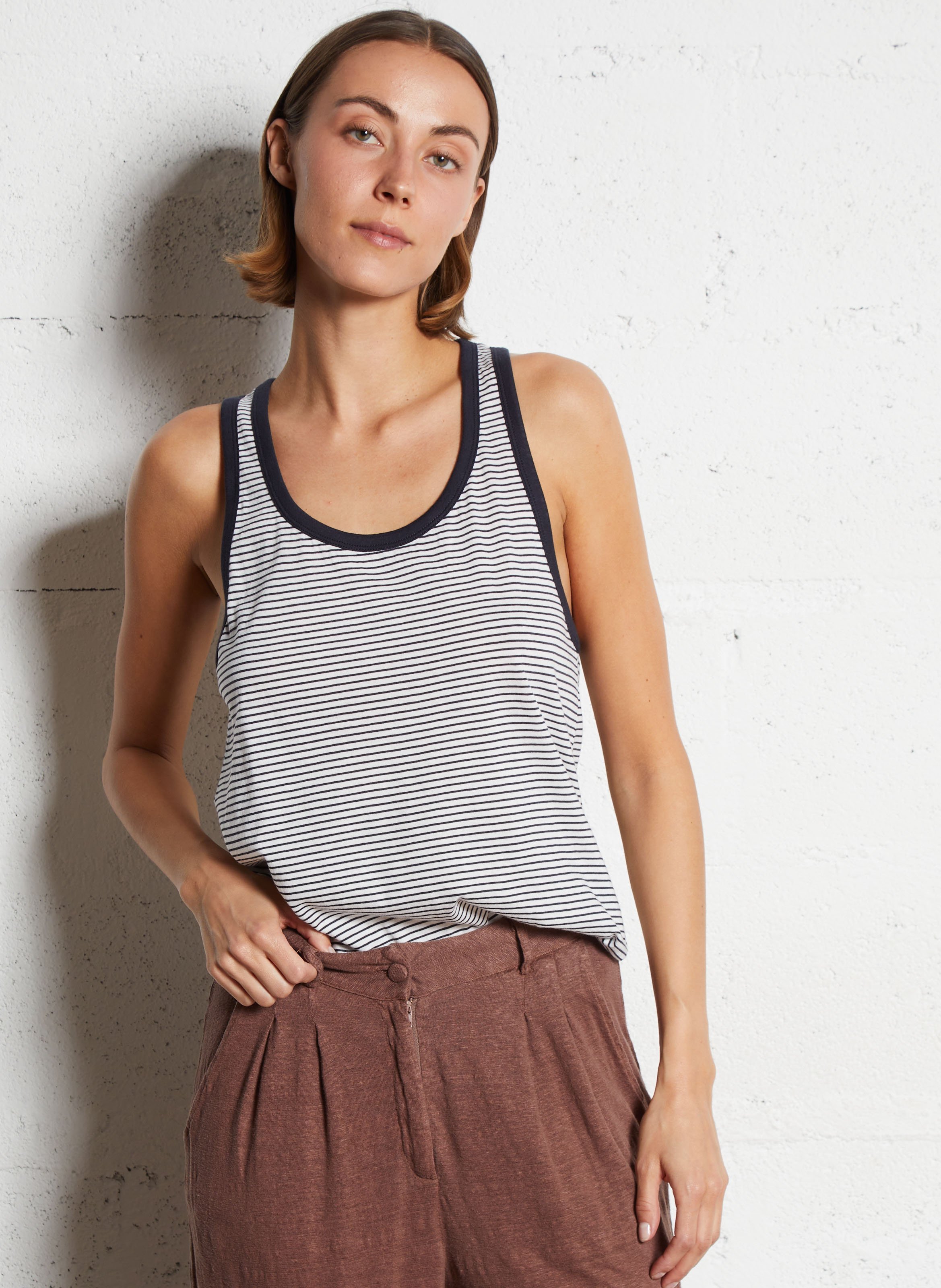 Round-neck organic cotton tank top MAJESTIC FILATURES