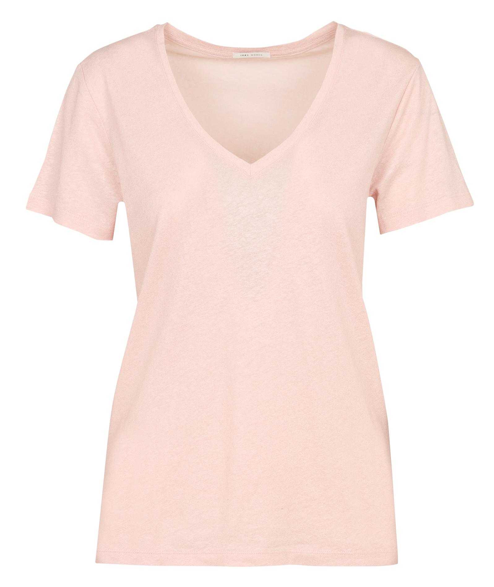 Glitzerndes V-Ausschnitt T-Shirt aus Leinenmischung IKKS Rosa