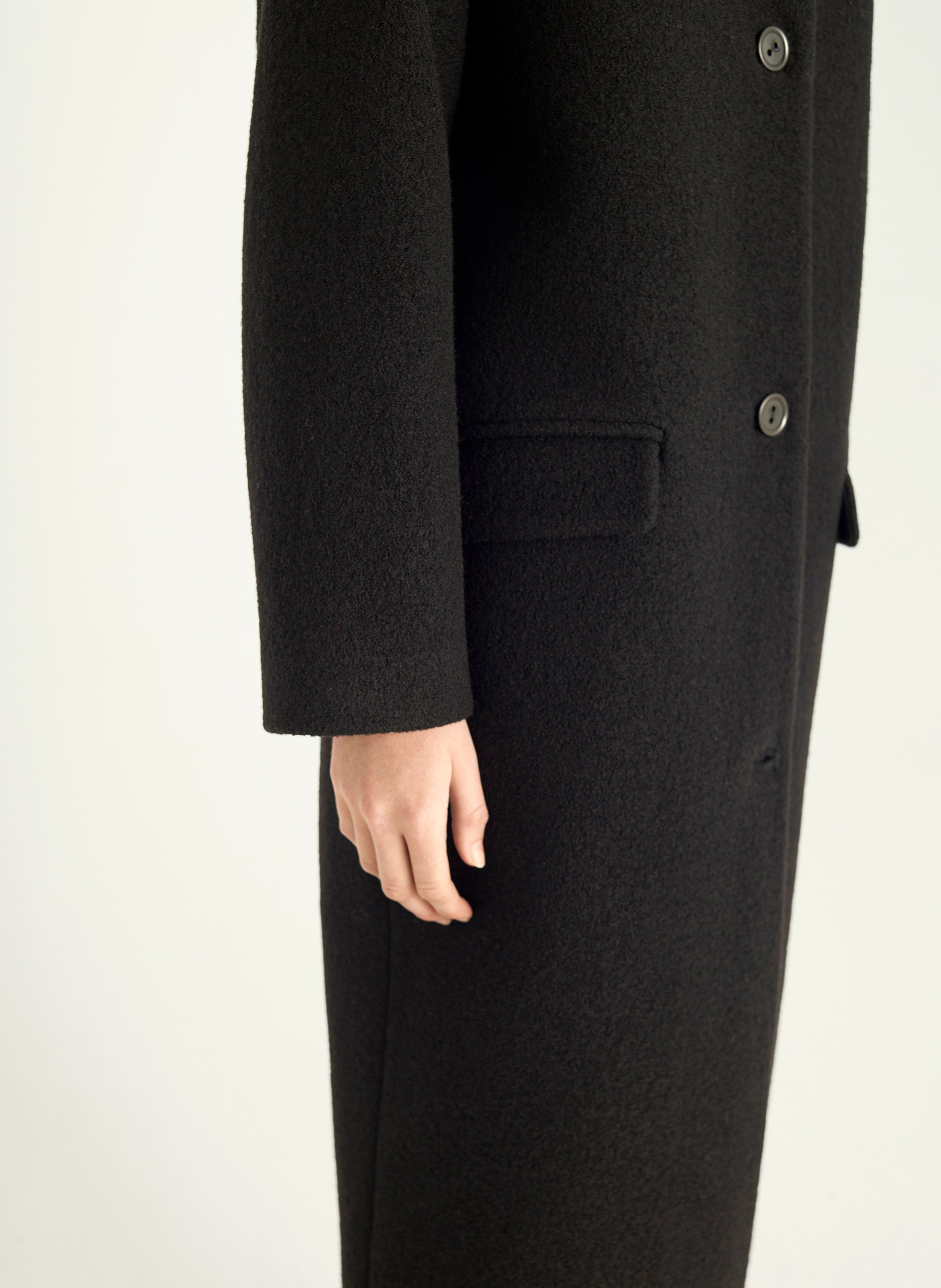 Manteau midi col montant en laine COTELAC Noir