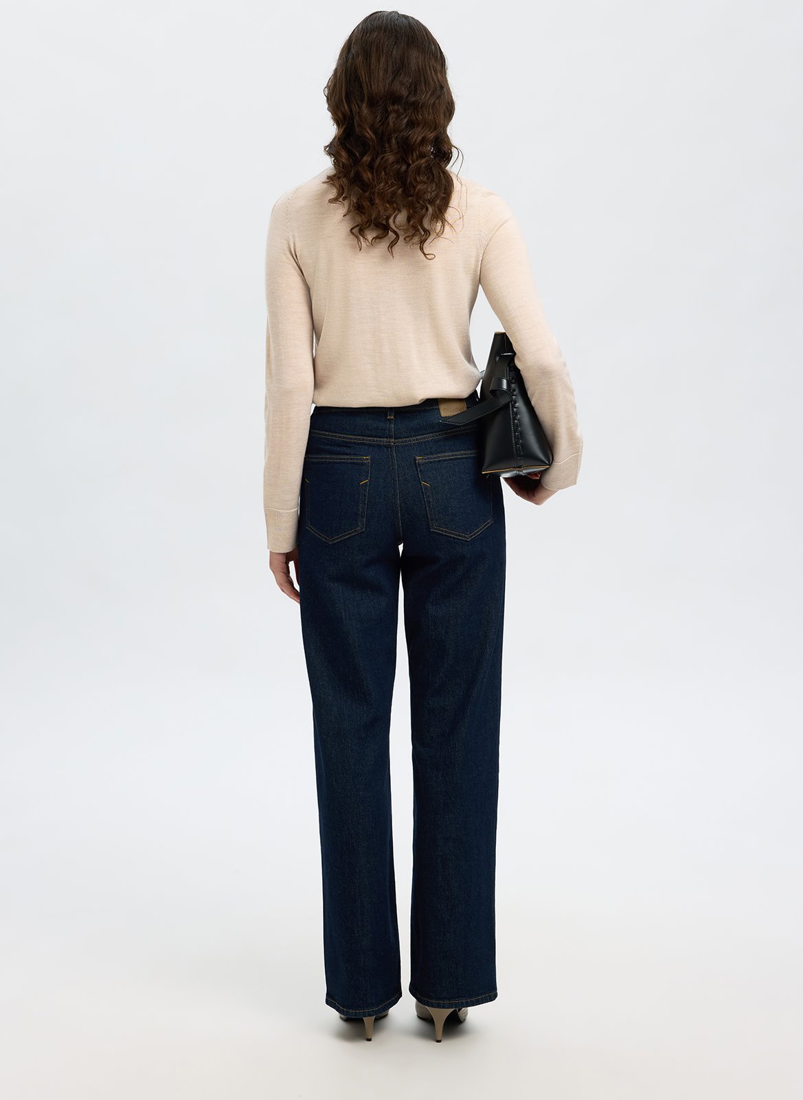 Heathered wool long-sleeve polo SELECTED Beige