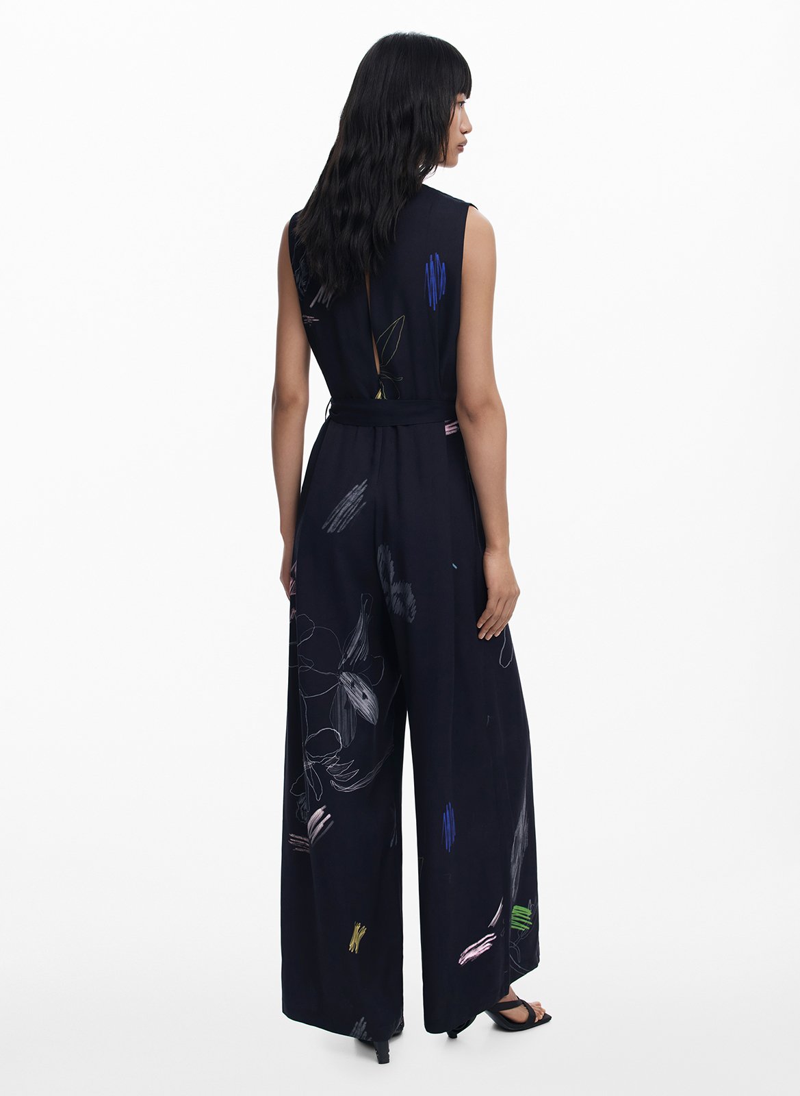 Combinaison large imprimé fleurs DESIGUAL Noir