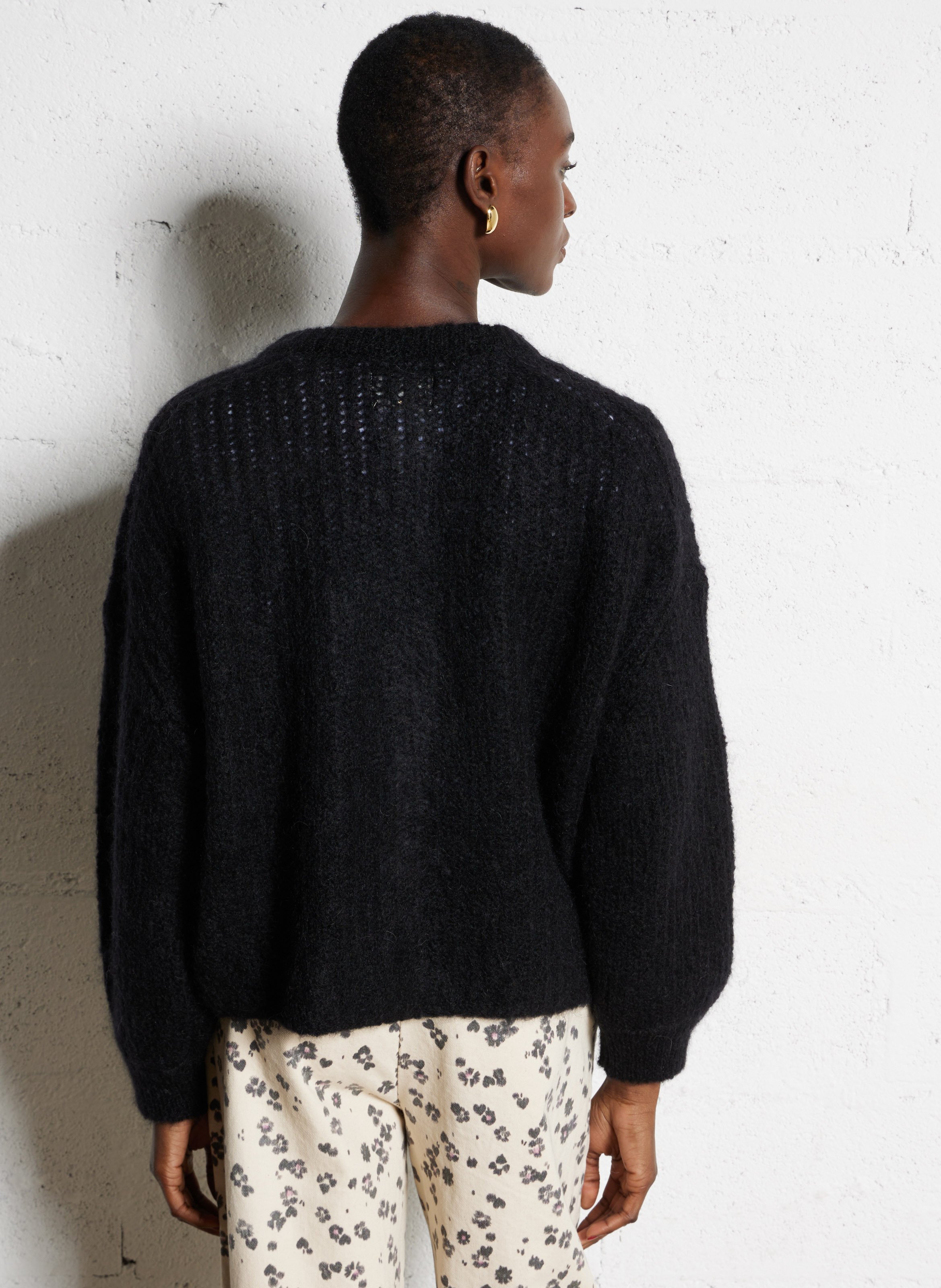 Oversized fluffy wool blend vest DES PETITS HAUTS Black