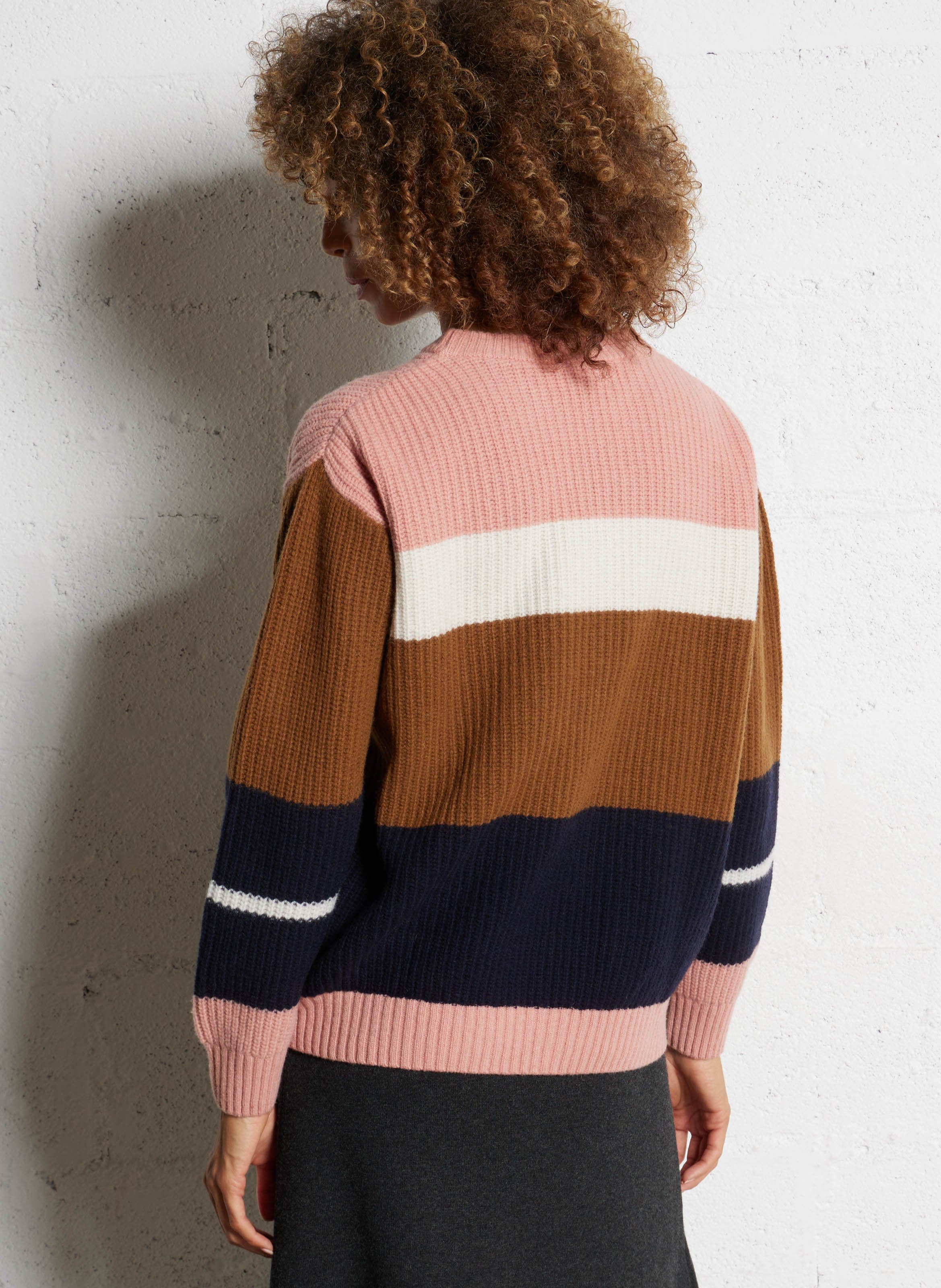 Pull col rond rayé en laine mélangée ARMOR LUX Marron