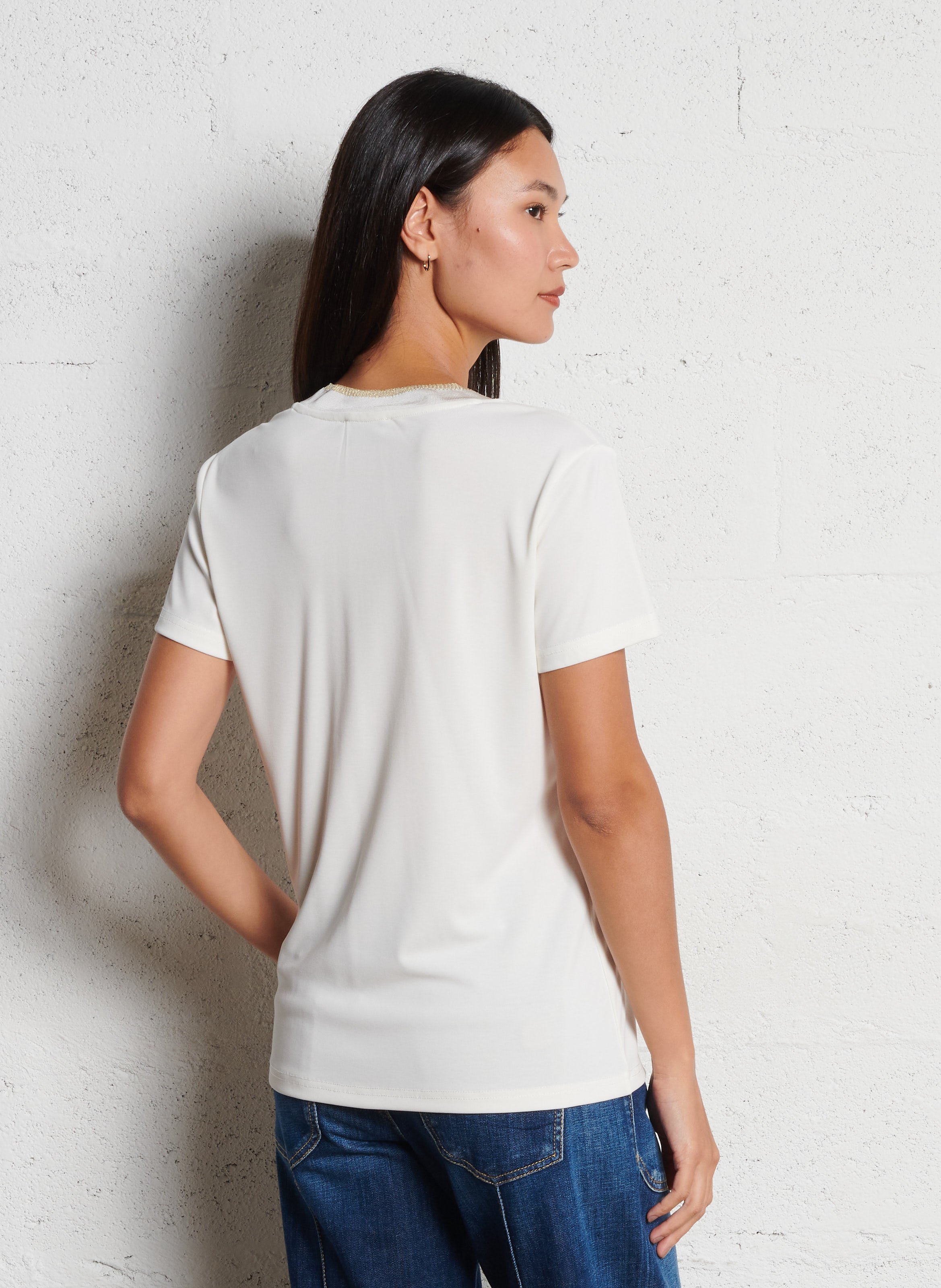 Basic cotton-mix T-shirt LE TEMPS DES CERISES White
