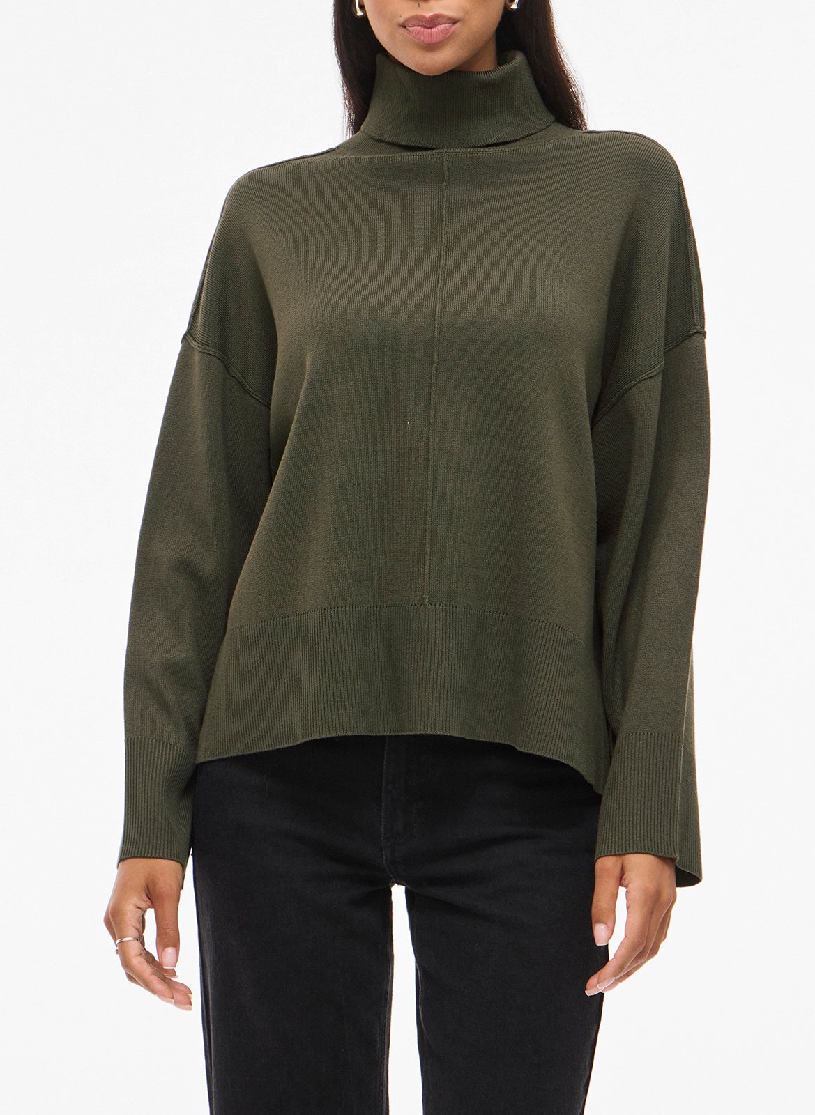 Pull col roulé ample uni VILA Vert