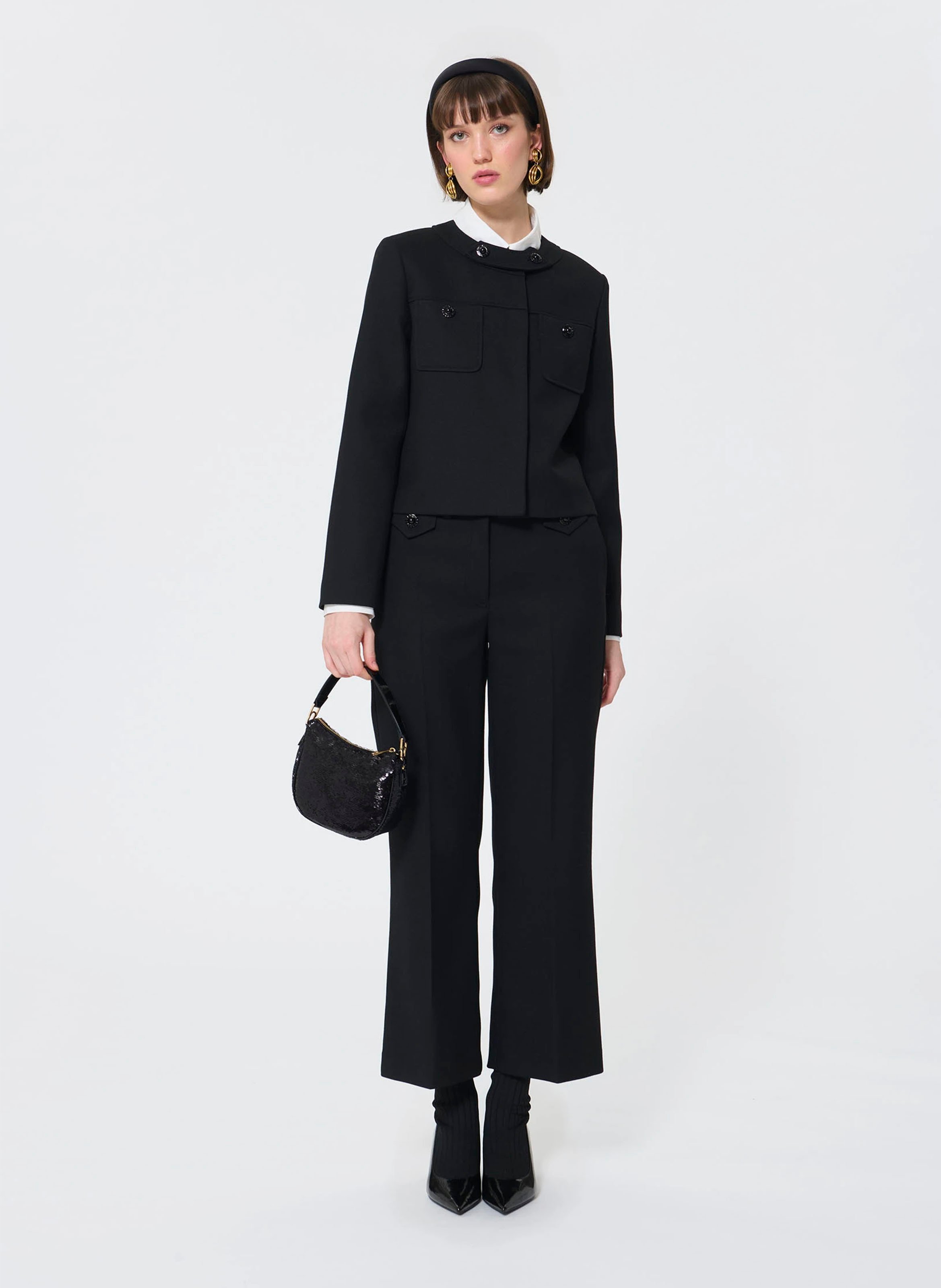 Veste courte manches longues boutonnée TARA JARMON Noir