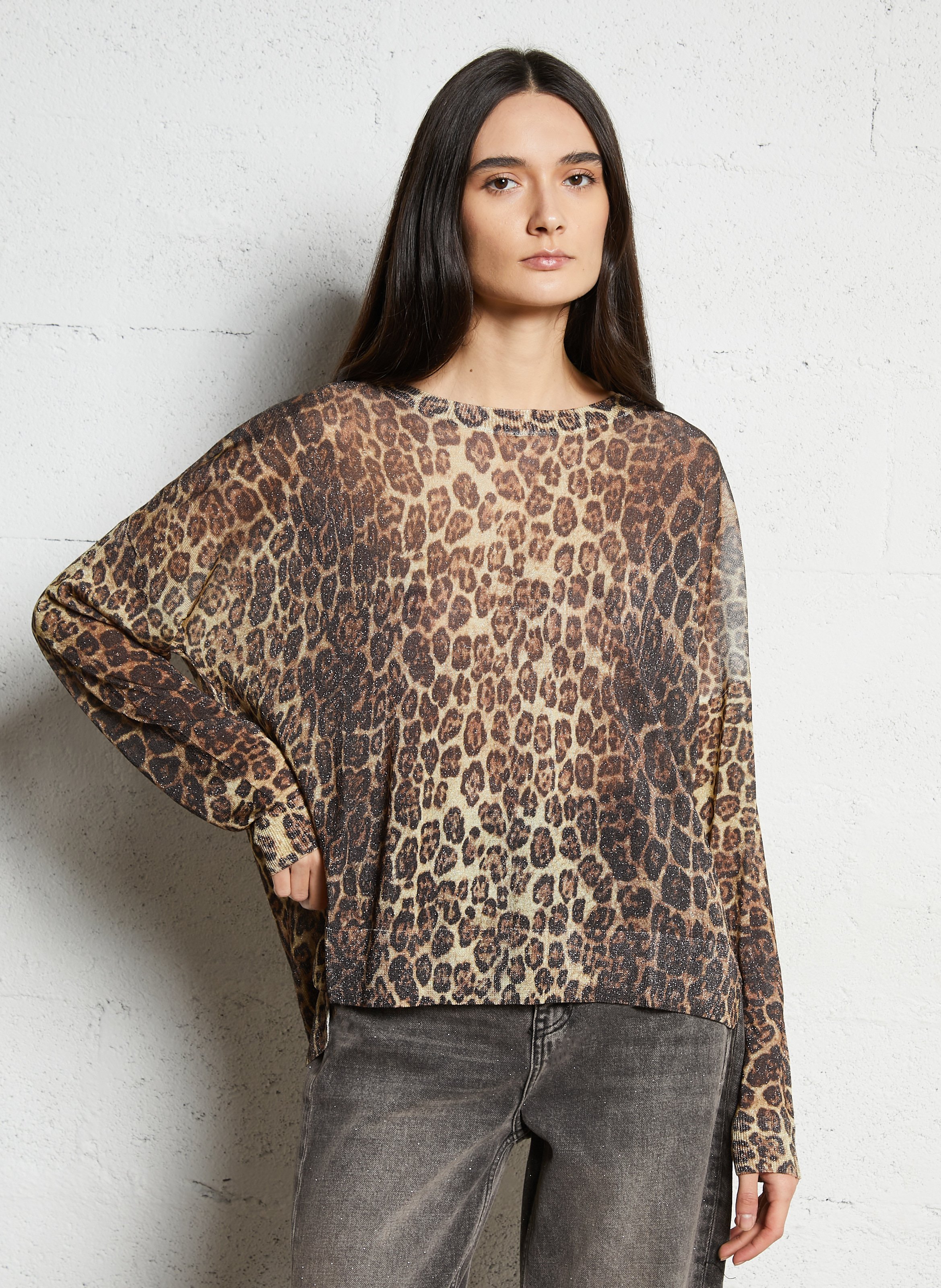 Glitzernder Feinstrickpullover mit Leopardenmuster LIU JO