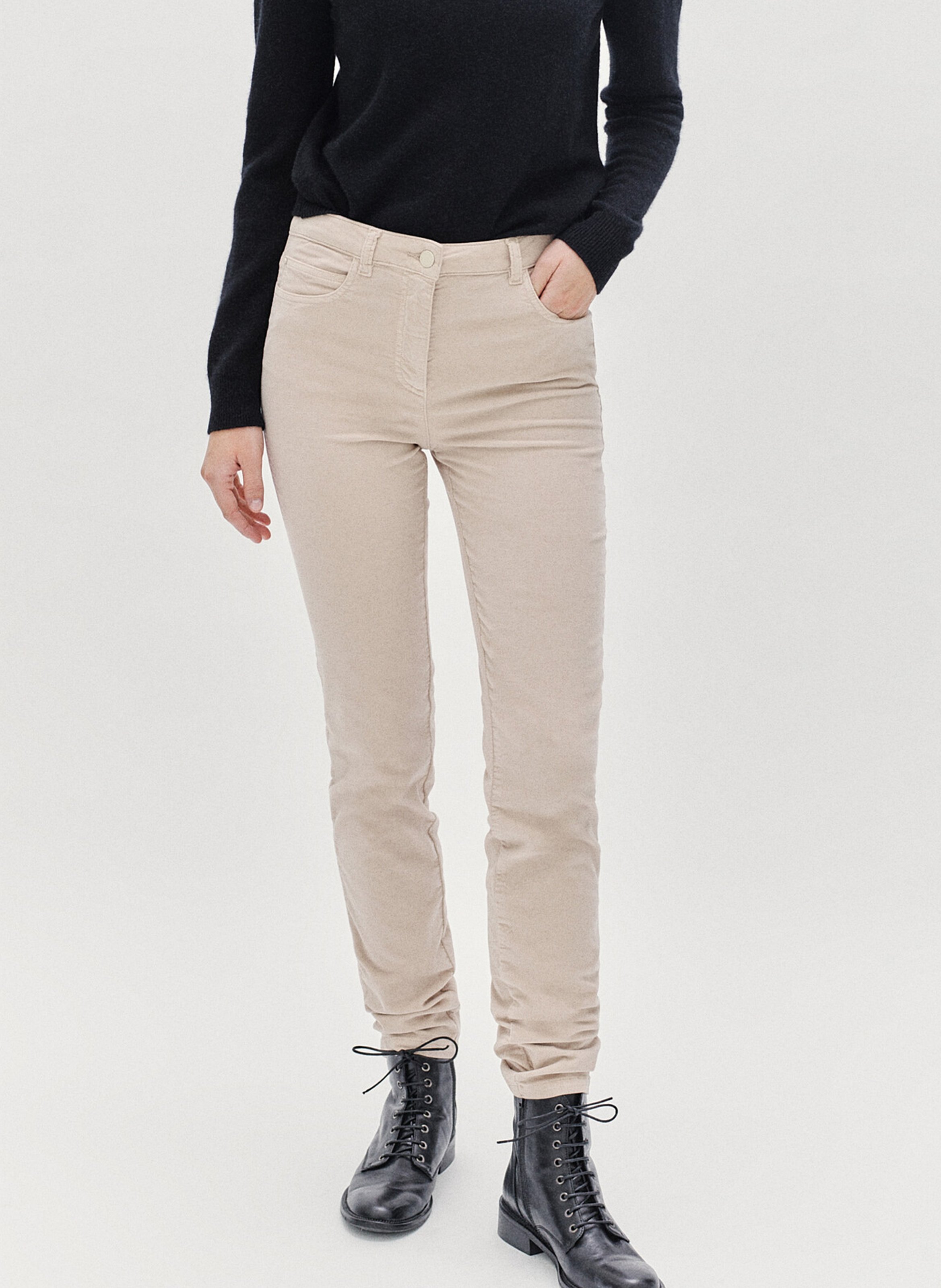 Smooth velvet slim-fit pants CAROLL
