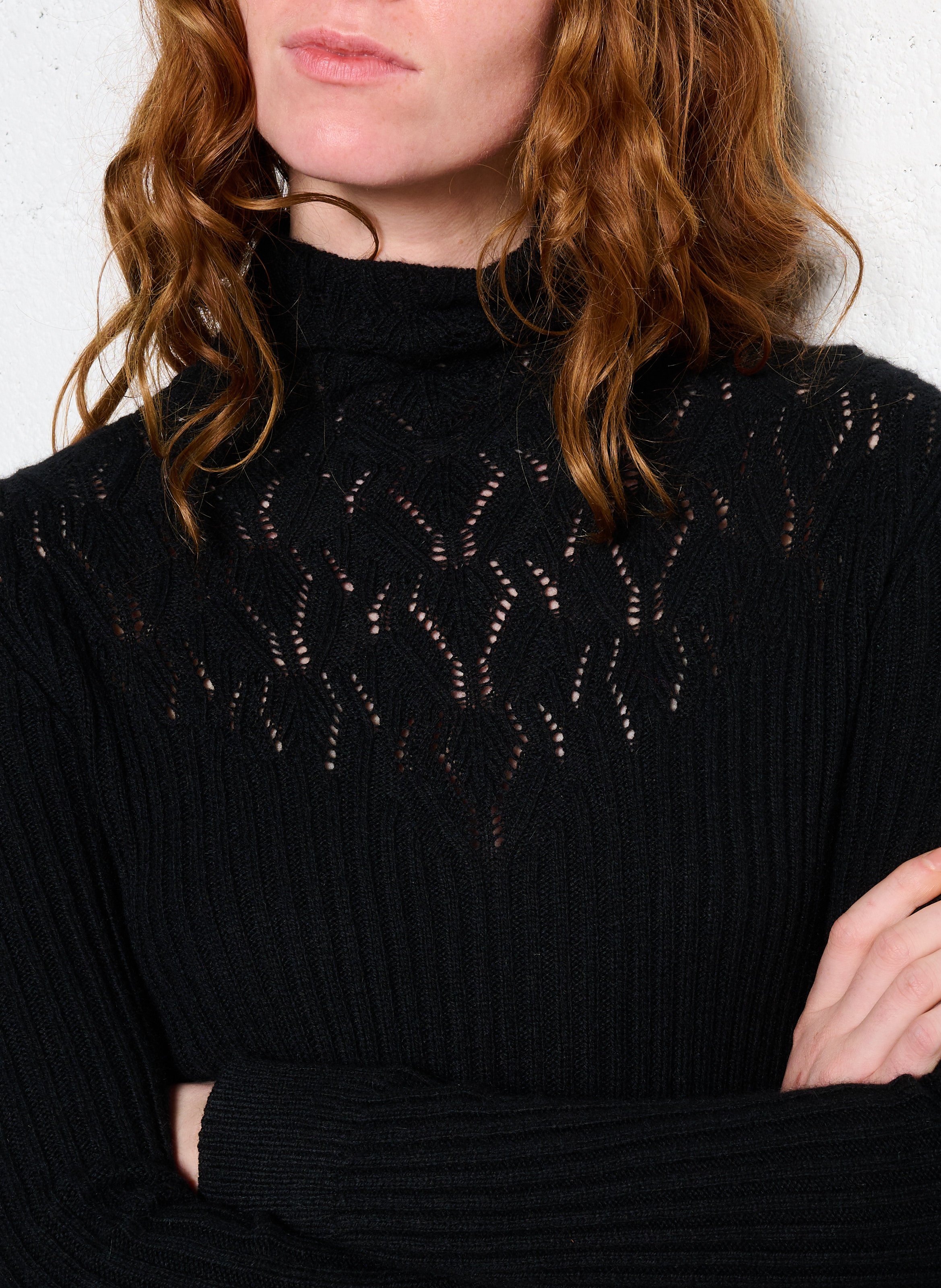 Robe courte col montant en maille  SEE U SOON Noir